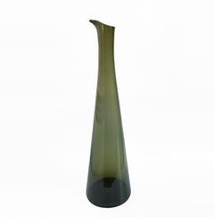 Large Green Bottle in Blown Glass, Murano, Italy 1970s Mid-Century Modern
