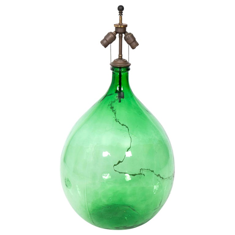 Large Green Bottle Lamp For Sale at 1stDibs green glass bottle lamp