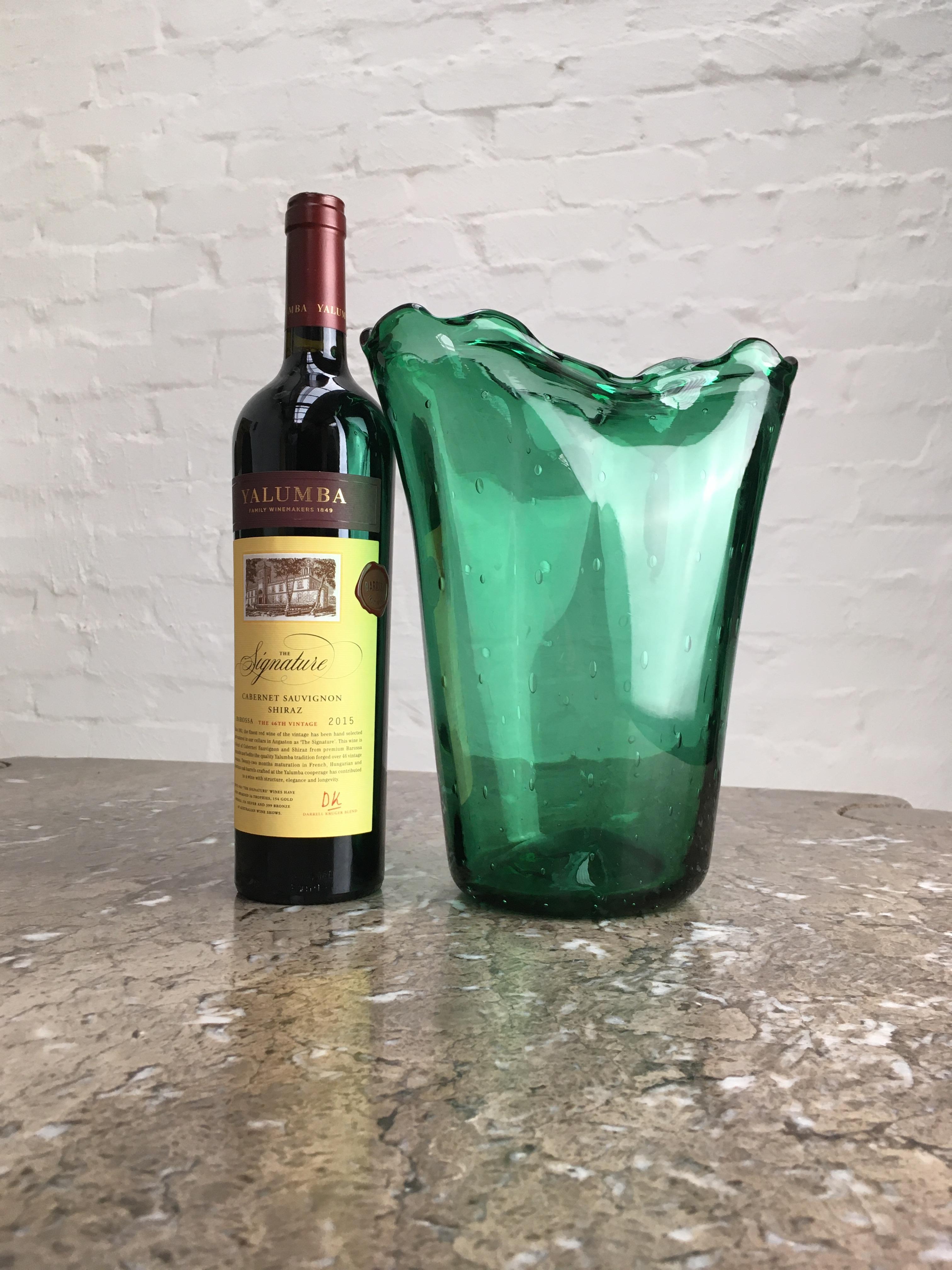 Large Green Bullicante Vase in the Style of Archimede Seguso 3