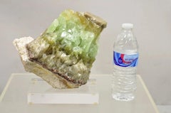 Large Green Calcite Quartz Mineral Geode Specimen Sculpture by Brenda Houston