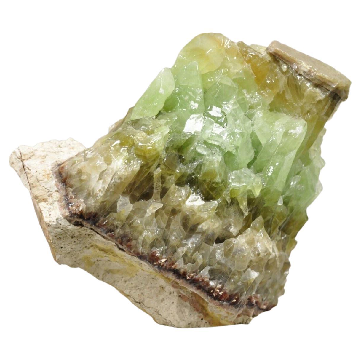 Large Green Calcite Quartz Mineral Geode Specimen Sculpture by Brenda Houston For Sale