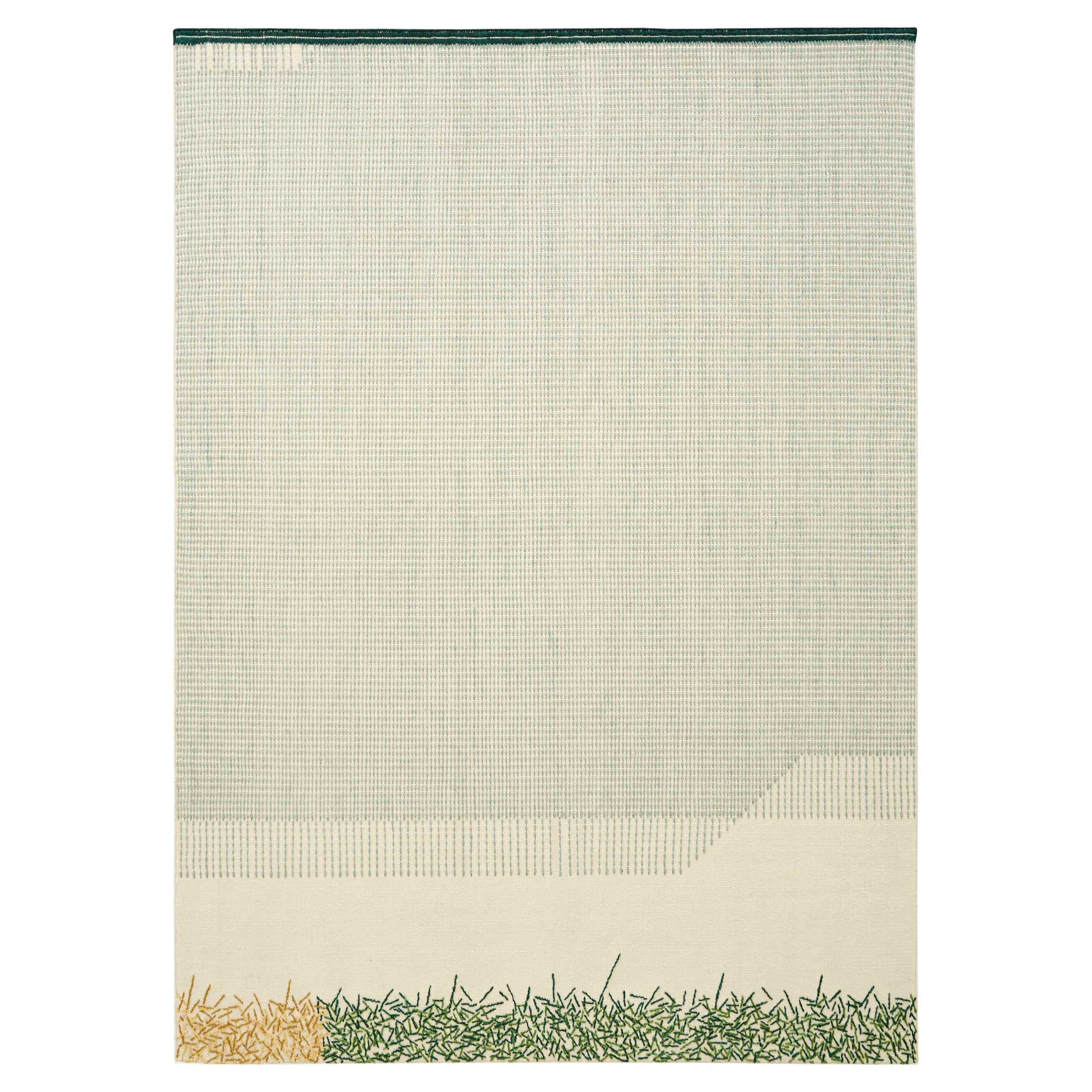 Large Green Calm Backstitch Rug by Gandia Blasco