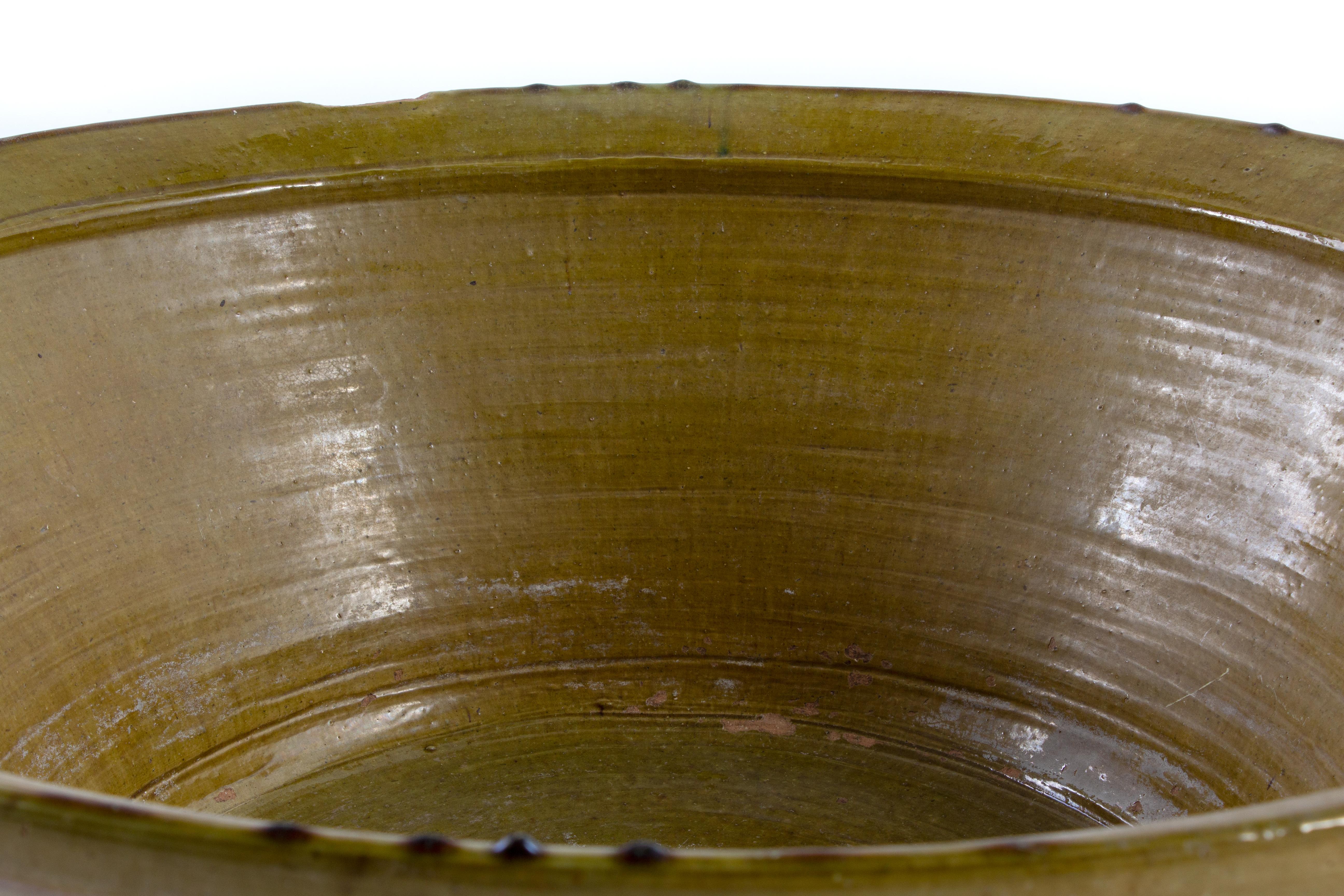 Rustic Large Green Ceramic Bowl