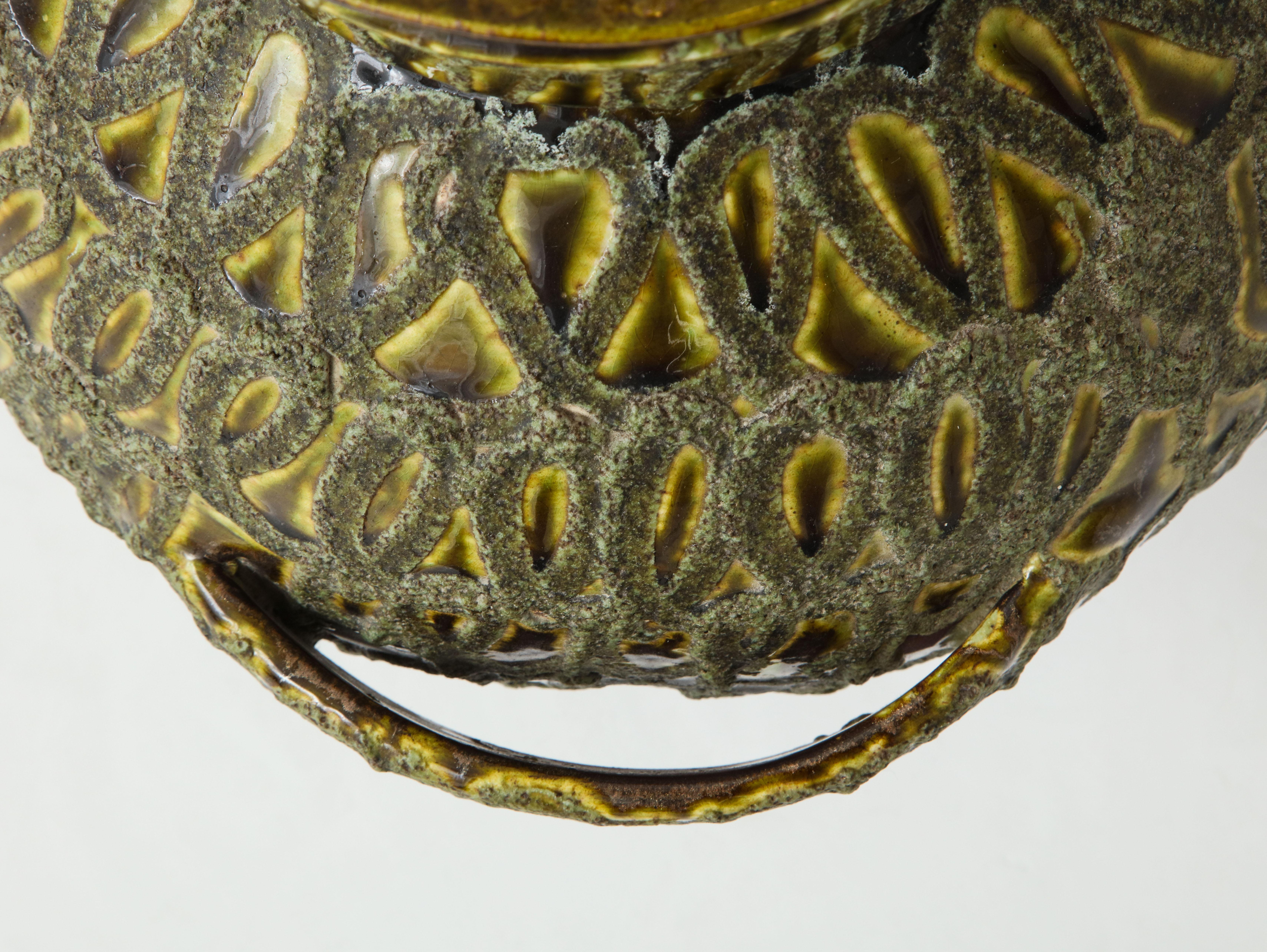 Italian Large Green Ceramic Lamp