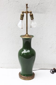 Large Green Ceramic Table Lamp