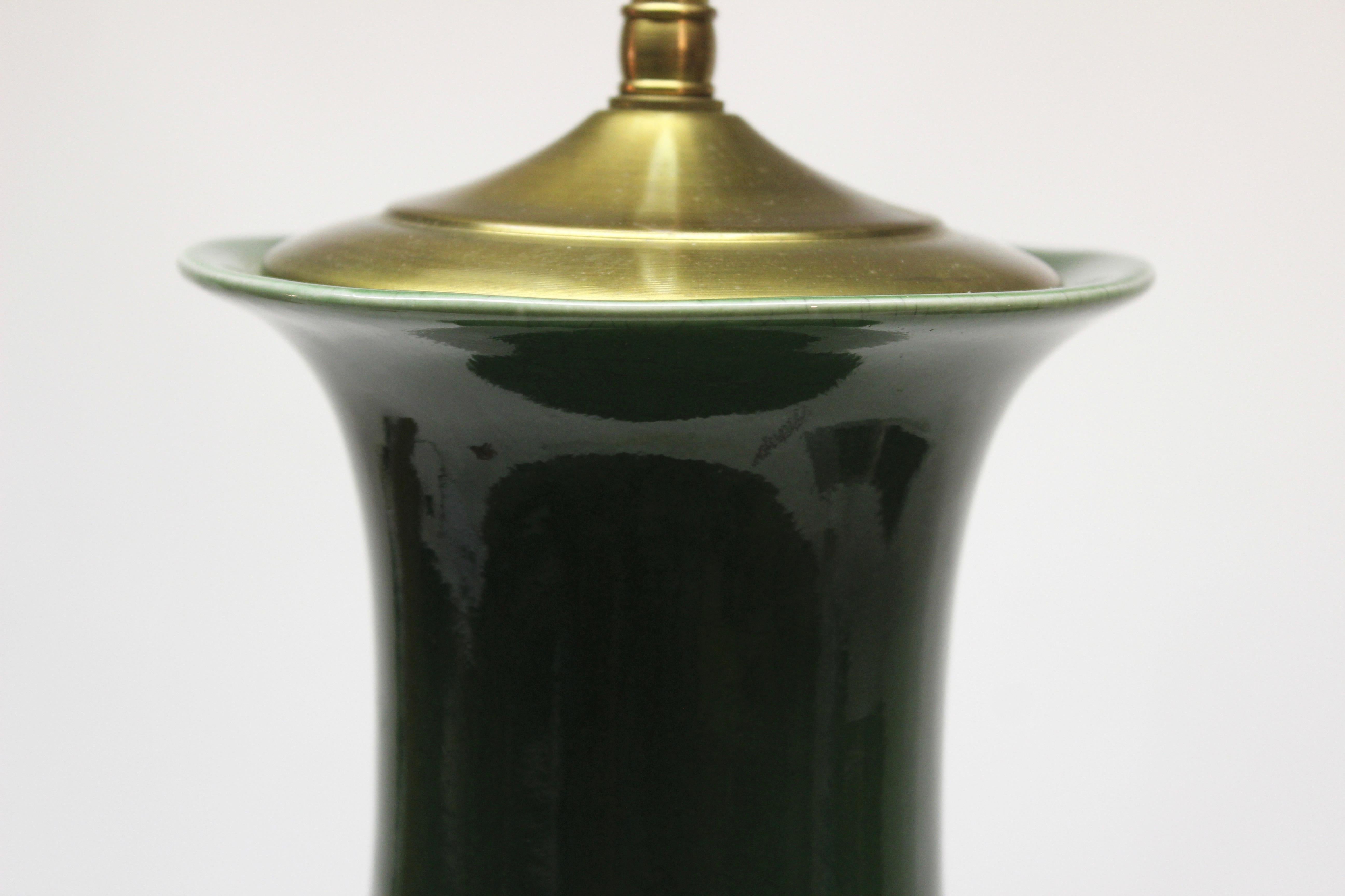 20th Century Large Green Ceramic Table Lamp For Sale