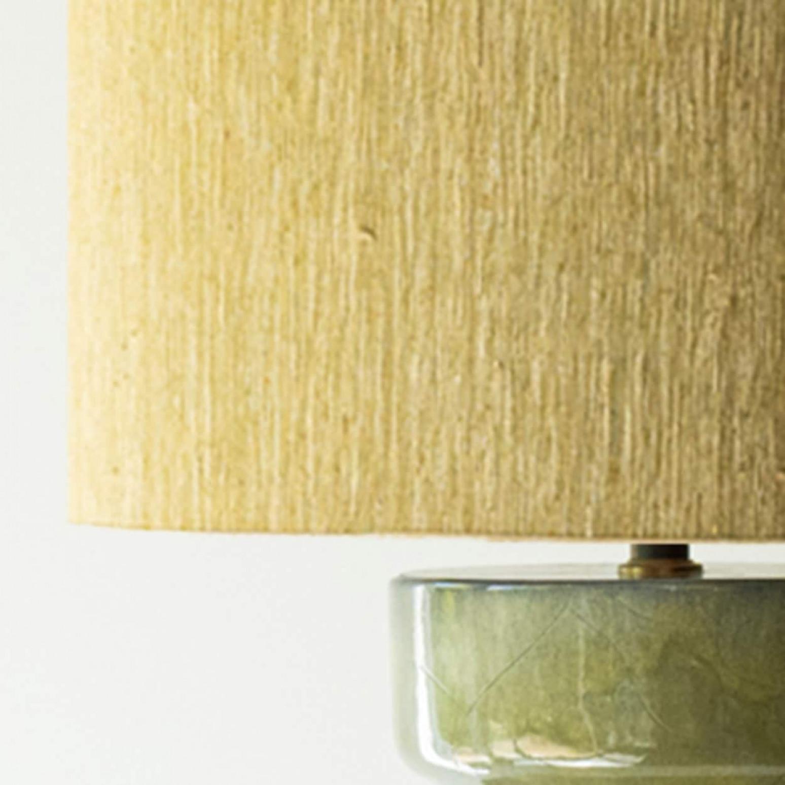 Mid-Century Modern Large Green Ceramic Table Lamp, New Lampshade by R. Houben, 1970 en vente