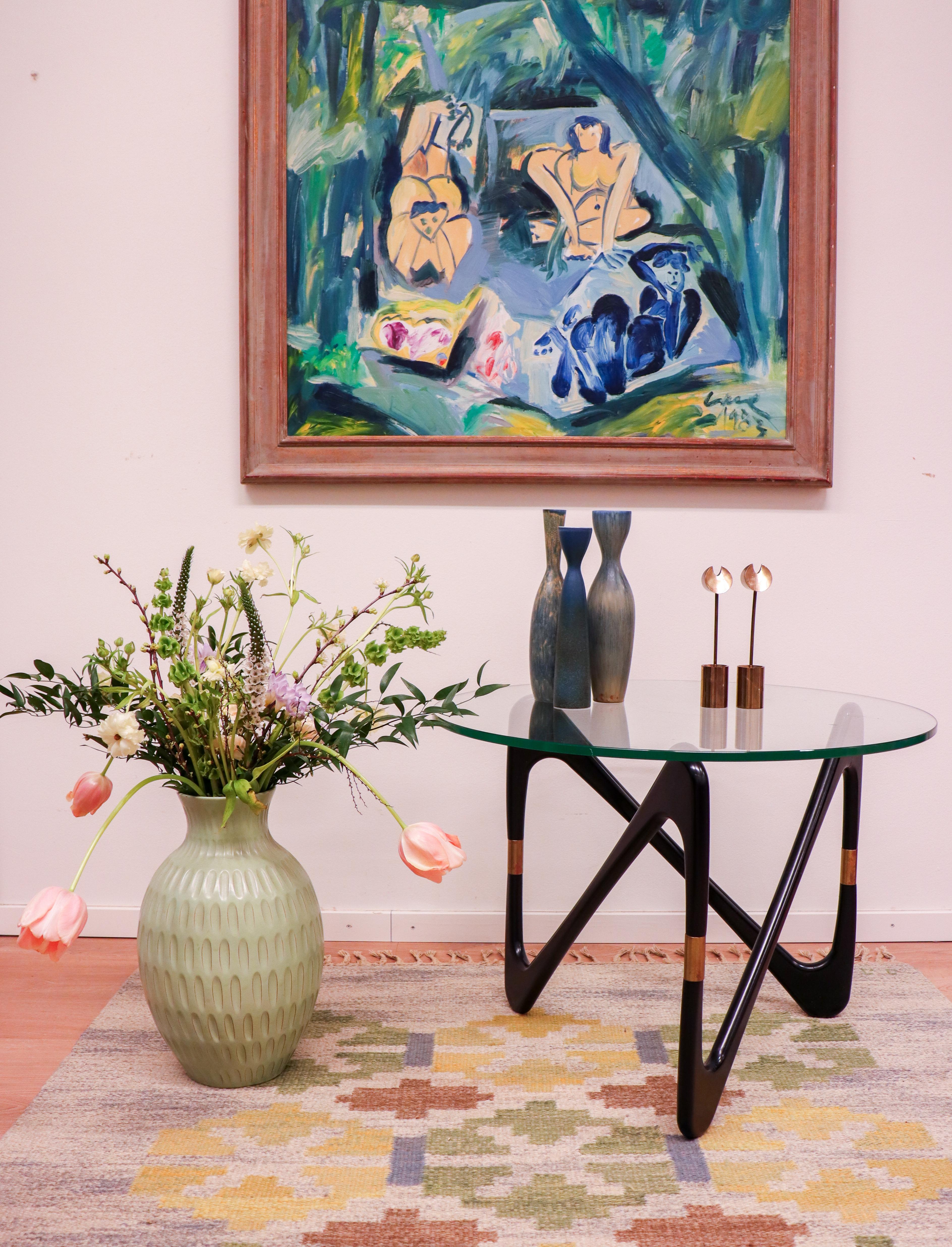Scandinavian Modern Large Green ceramic vase - Anna-Lisa Thomson - Upsala Ekeby - 1940s For Sale