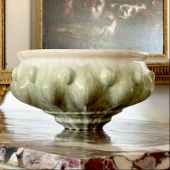 Großes grünes Keramikgefäß, zeitgenössisches italienisches Einzelstück des 21. Jahrhunderts