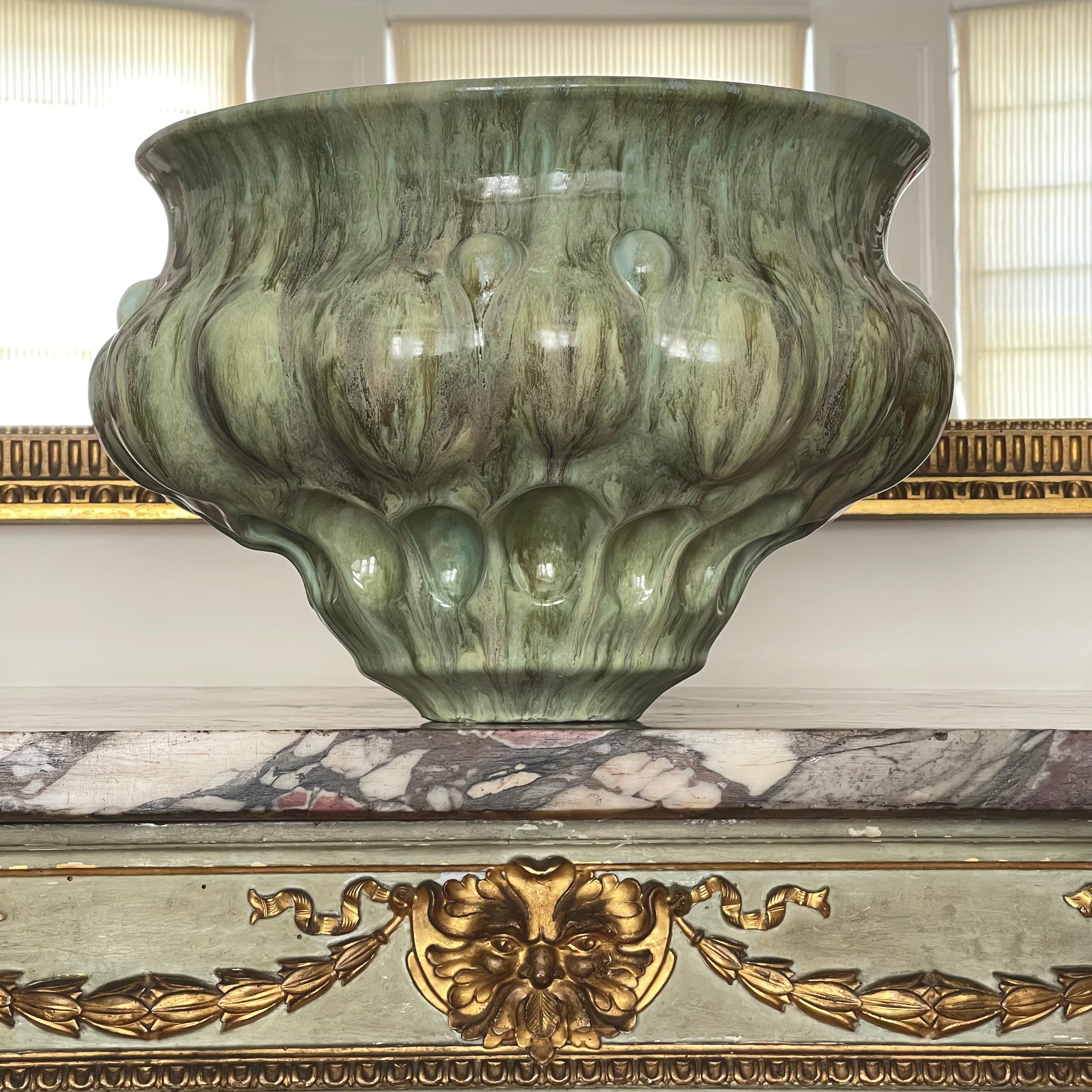 Large Green Ceramic Vessel Italian Contemporary Unique Piece In New Condition For Sale In London, GB