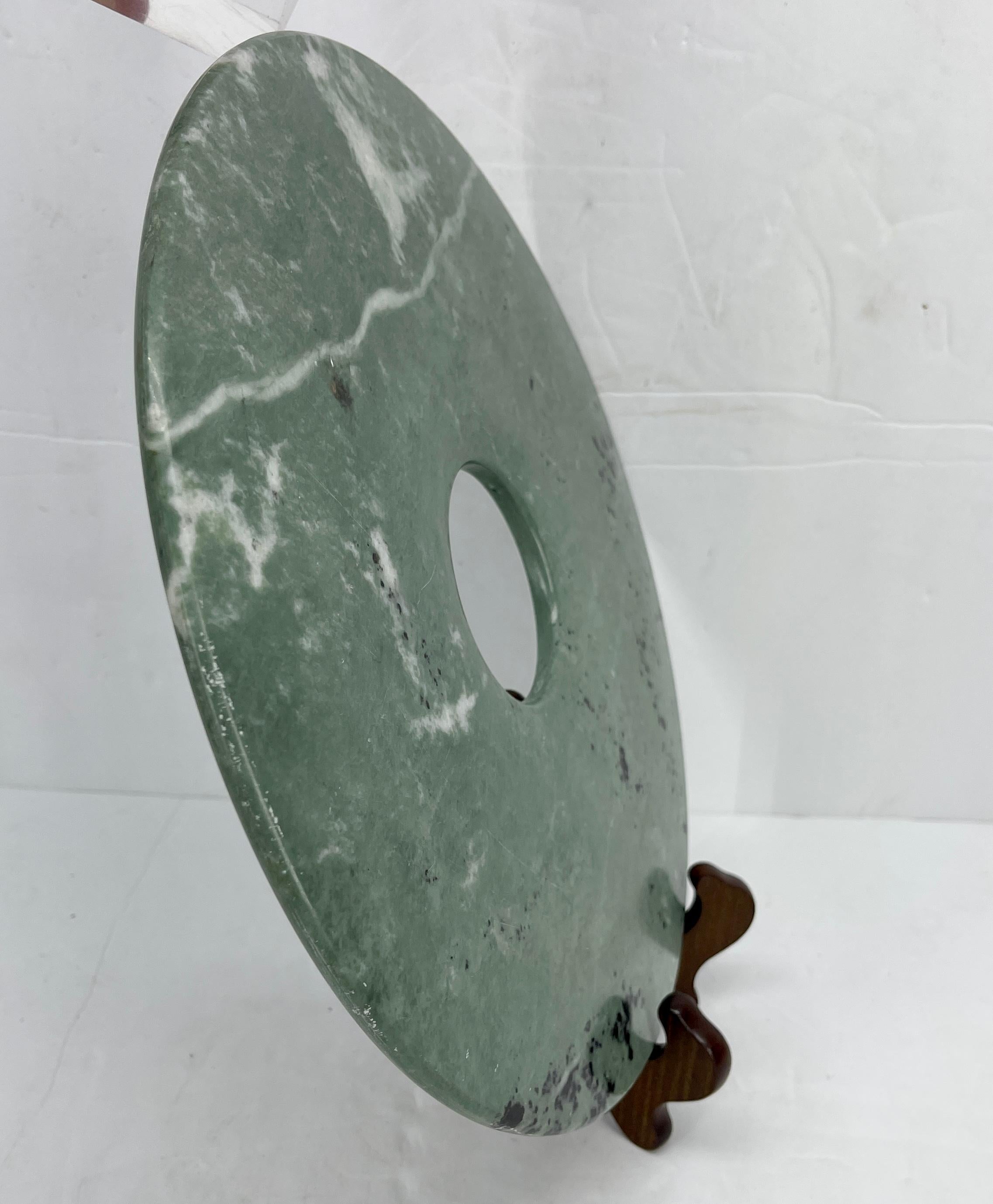 Large Green Chinese Marble Money Stone Statue 6