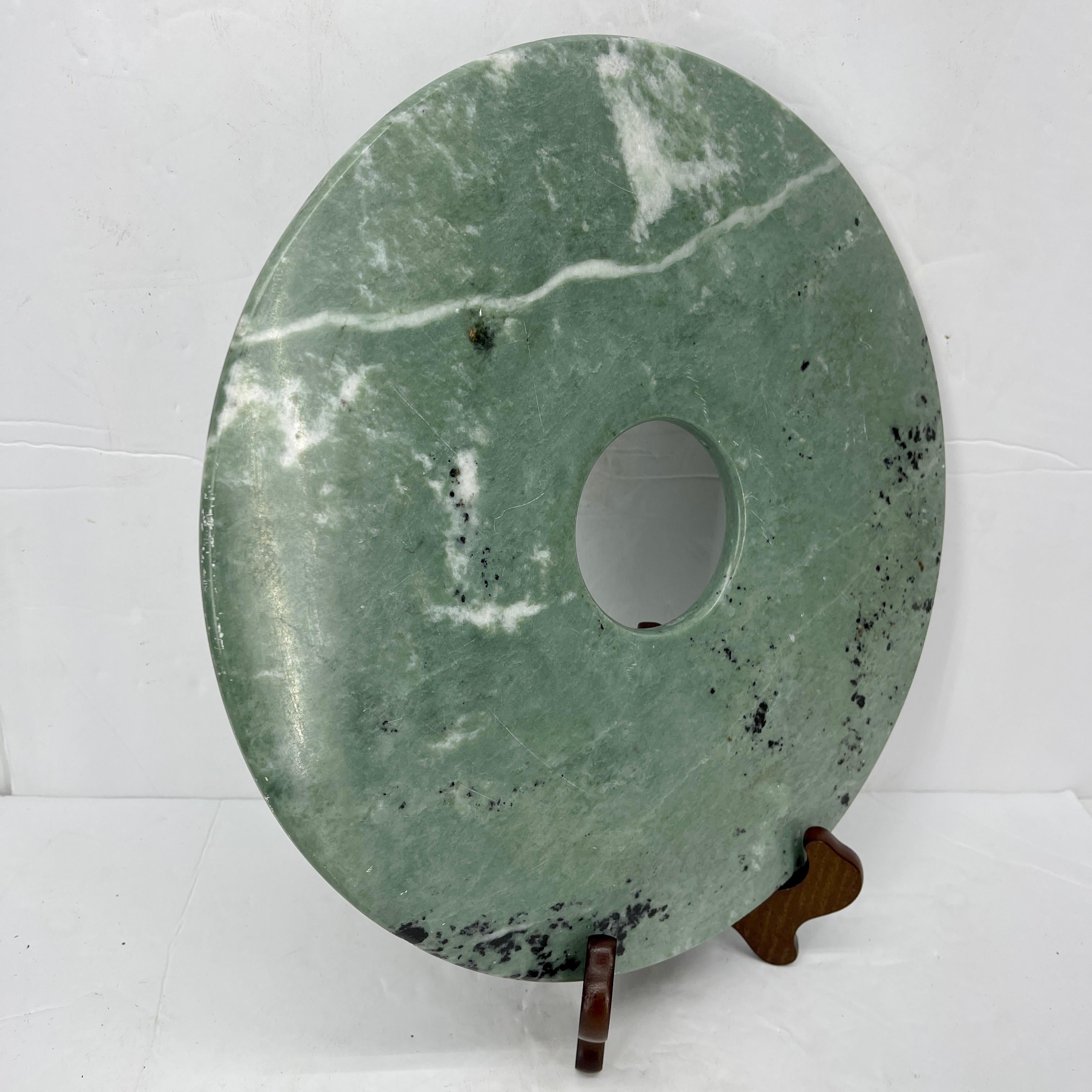 Large Green Chinese Marble Money Stone Statue 7