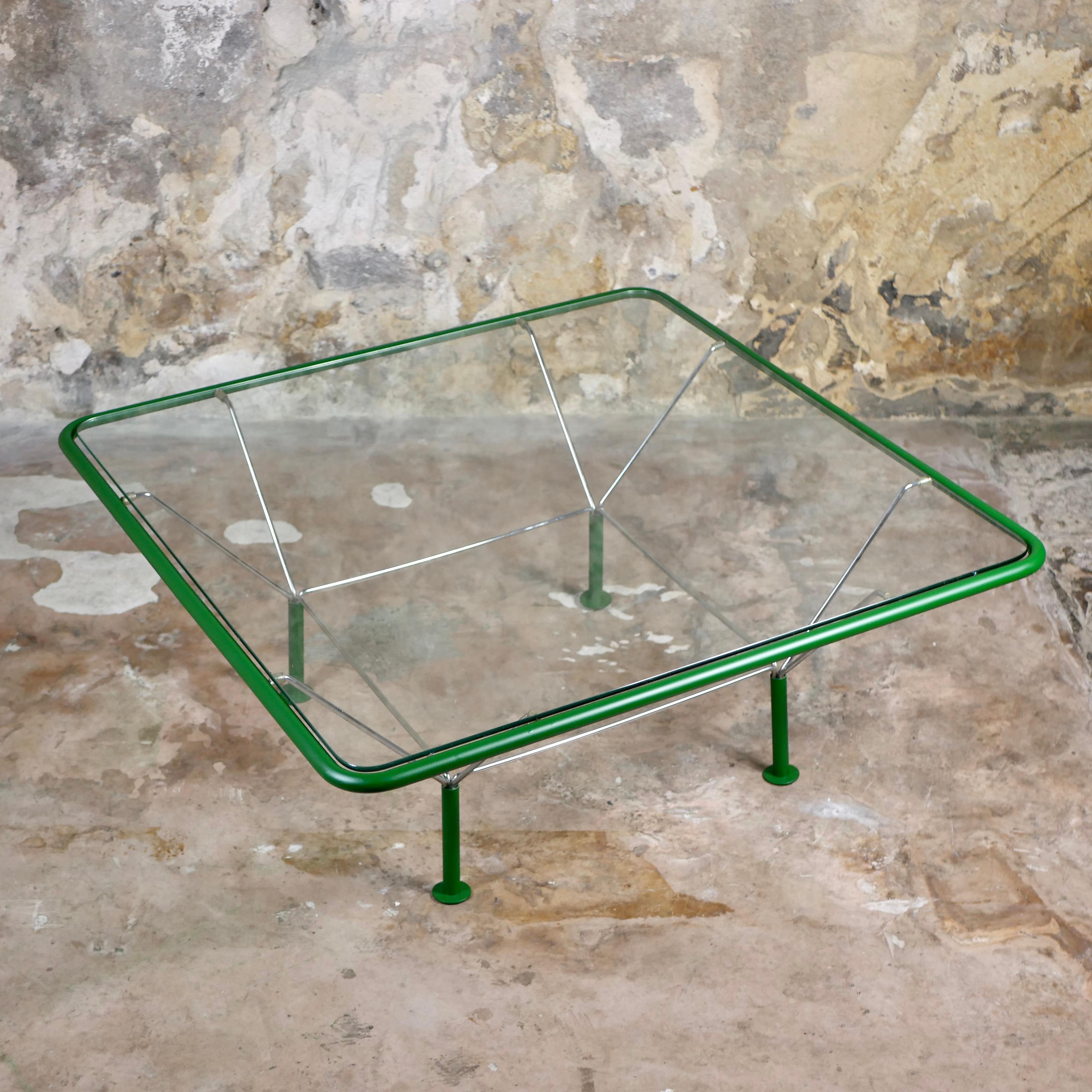 Post-Modern Large green coffee table by Niels Bendtsen, made in Denmark in the 1970s For Sale