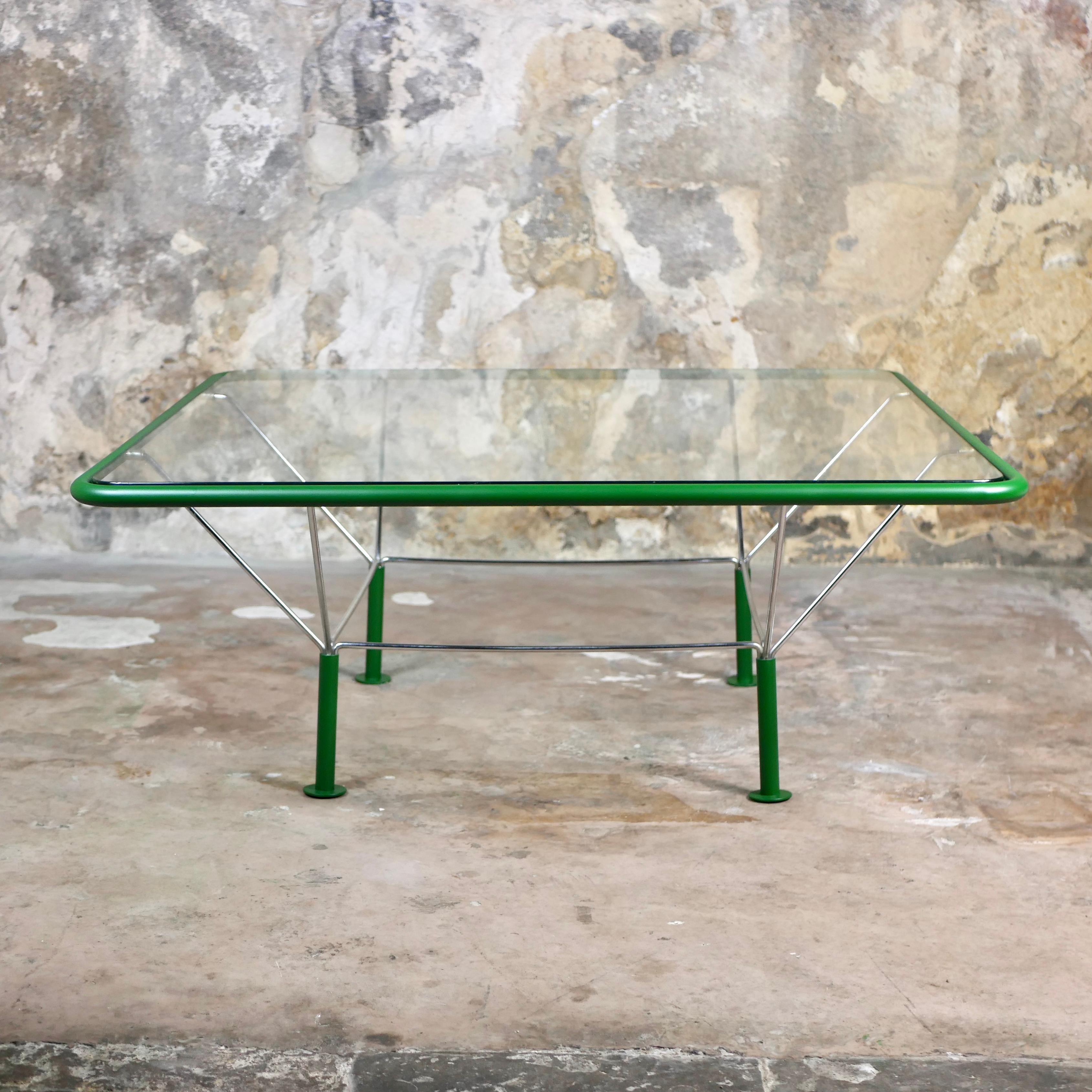 Danish Large green coffee table by Niels Bendtsen, made in Denmark in the 1970s For Sale