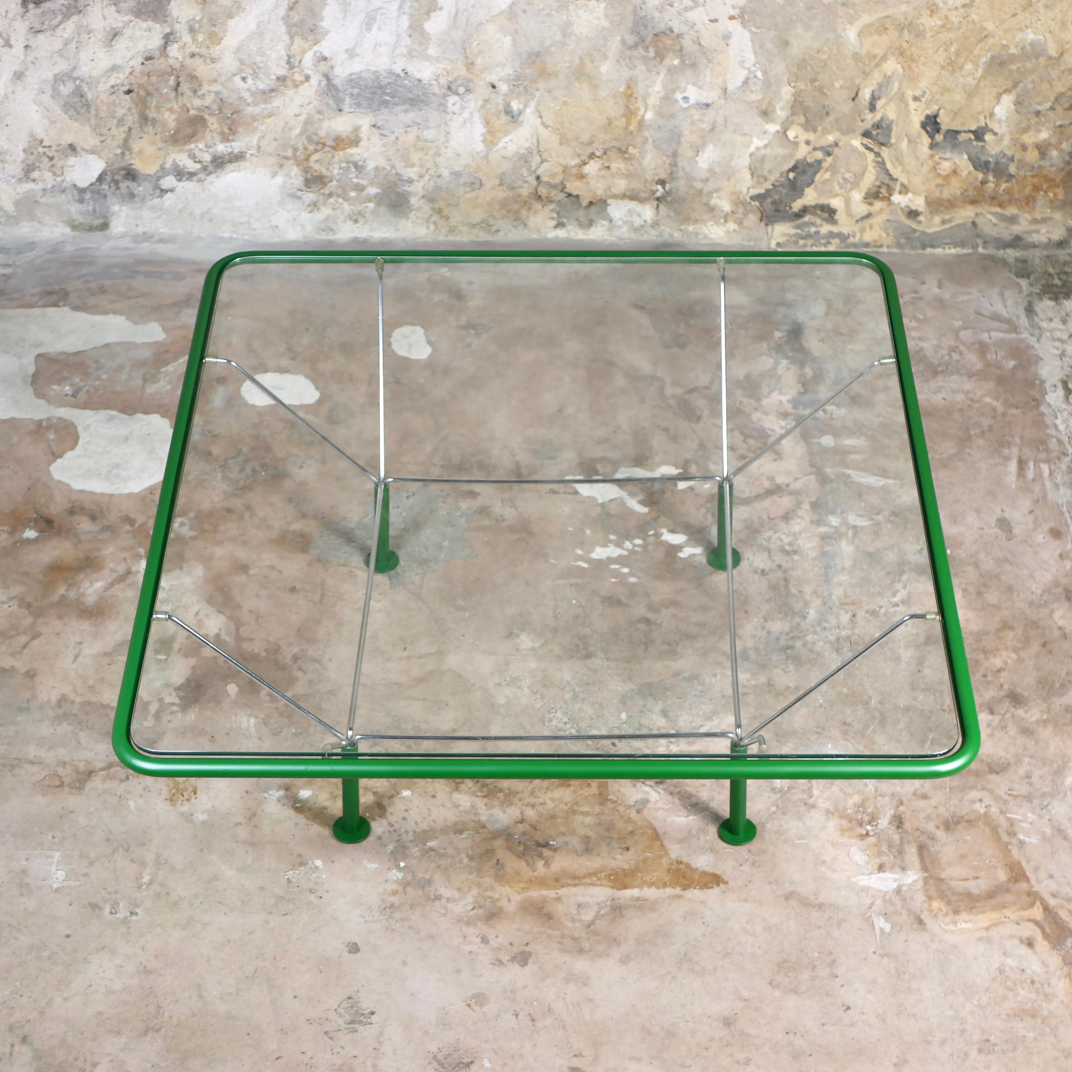 Late 20th Century Large green coffee table by Niels Bendtsen, made in Denmark in the 1970s For Sale