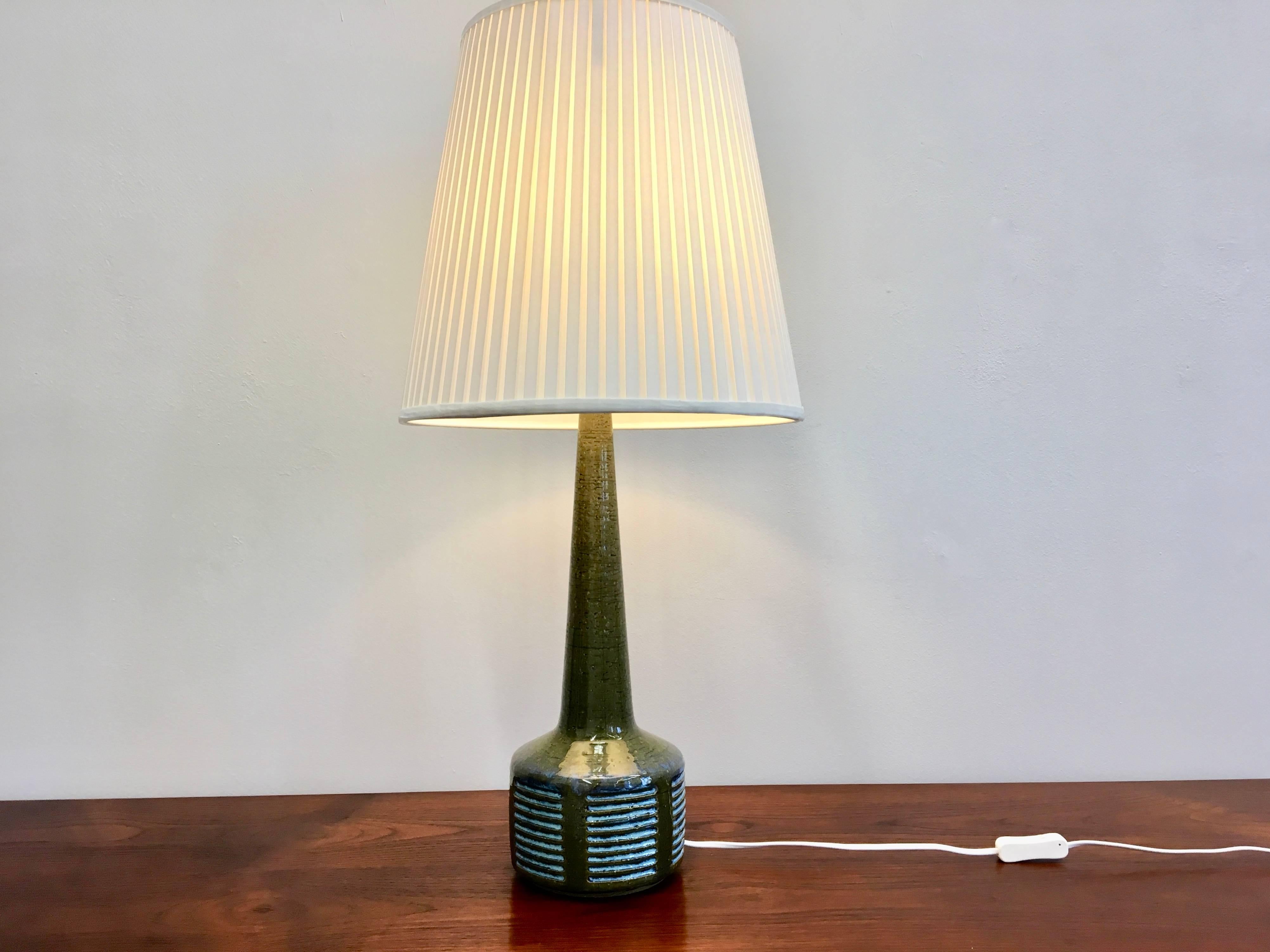 20th Century Large Green Danish Mid-Century Modern Ceramic Table Lamp by Palshus