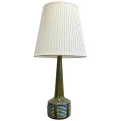 Large Green Danish Mid-Century Modern Ceramic Table Lamp by Palshus