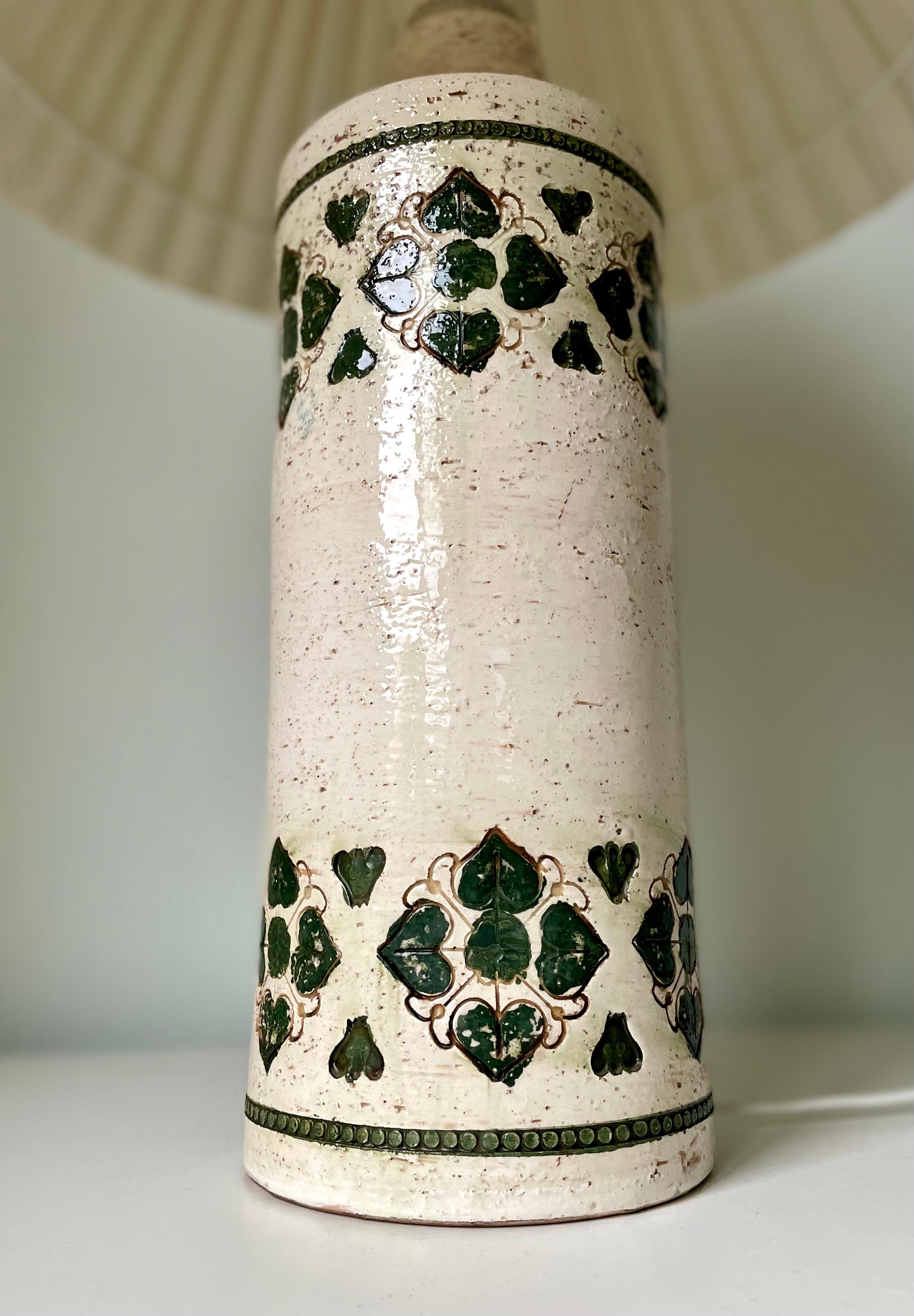 Bitossi for Bergboms Large Green White Table Lamp, 1960s In Good Condition In Copenhagen, DK