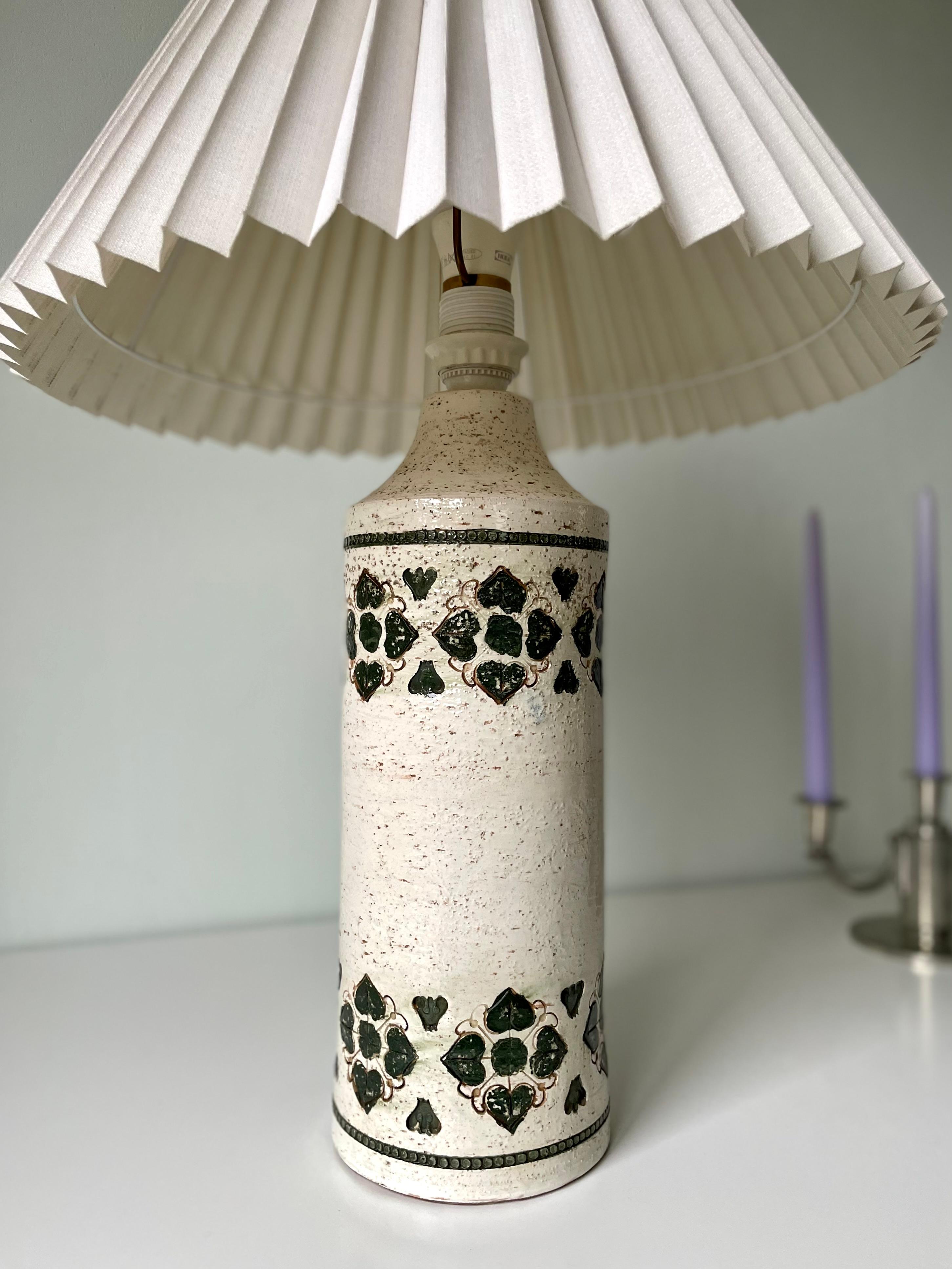 Italian Bitossi for Bergboms Large Green White Table Lamp, 1960s