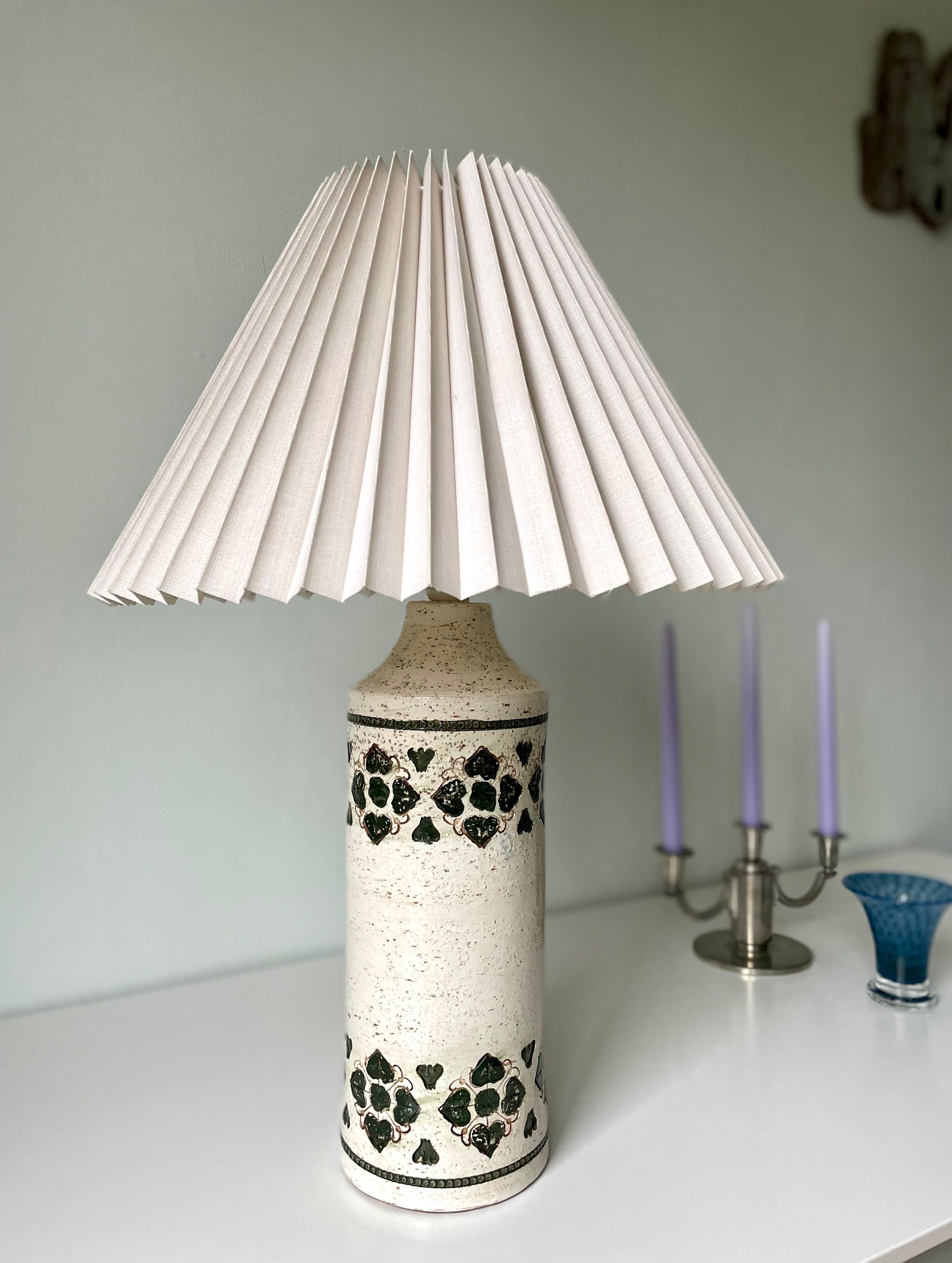 Mid-Century Modern Bitossi for Bergboms Large Green White Table Lamp, 1960s