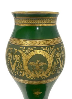 Large green Double-Gourd vase by Jaget and Pinon, France, 1901-1913