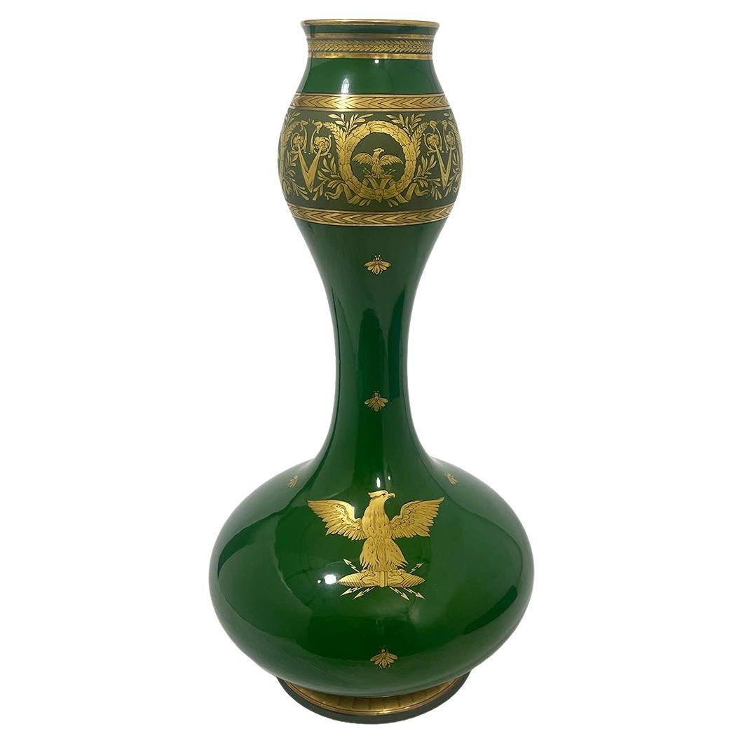 Large green Double-Gourd vase by Jaget and Pinon, France, 1901-1913 For Sale