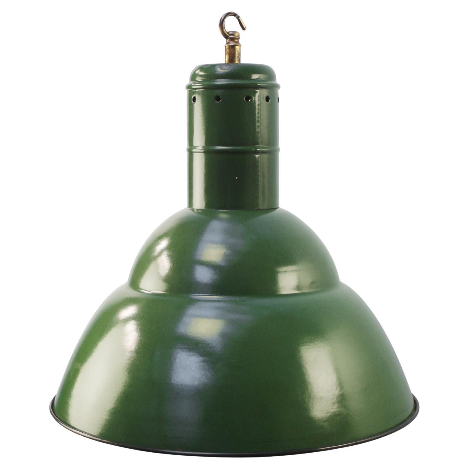 Large French Industrial Green Pendant Lights For Sale