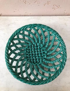 Large Green French Bowl or Basket Vallauris circa 1950