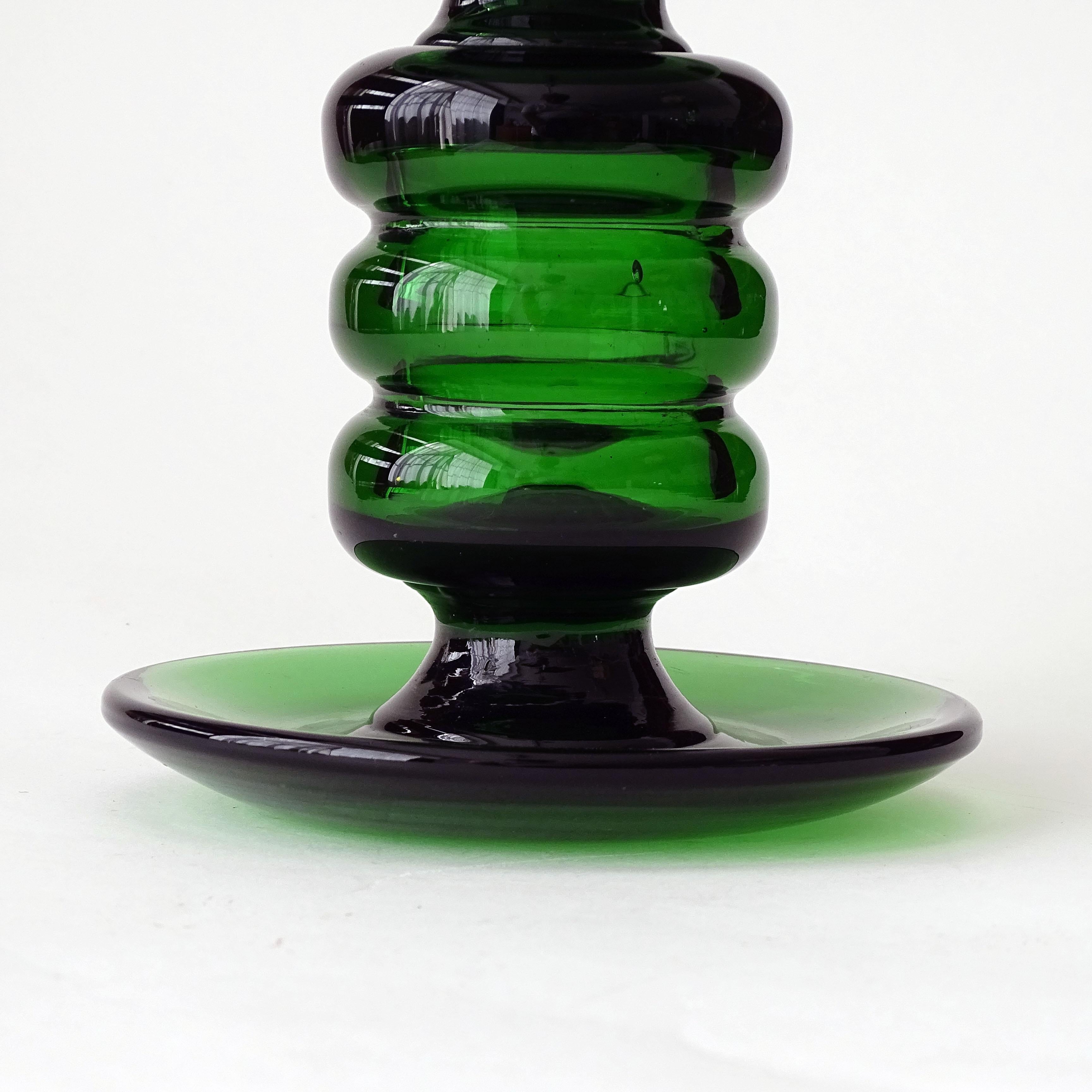 Großer Kerzenständer aus grünem Glas von Vetri Taddei di Empoli, Italien, 1940er Jahre (Italienisch) im Angebot