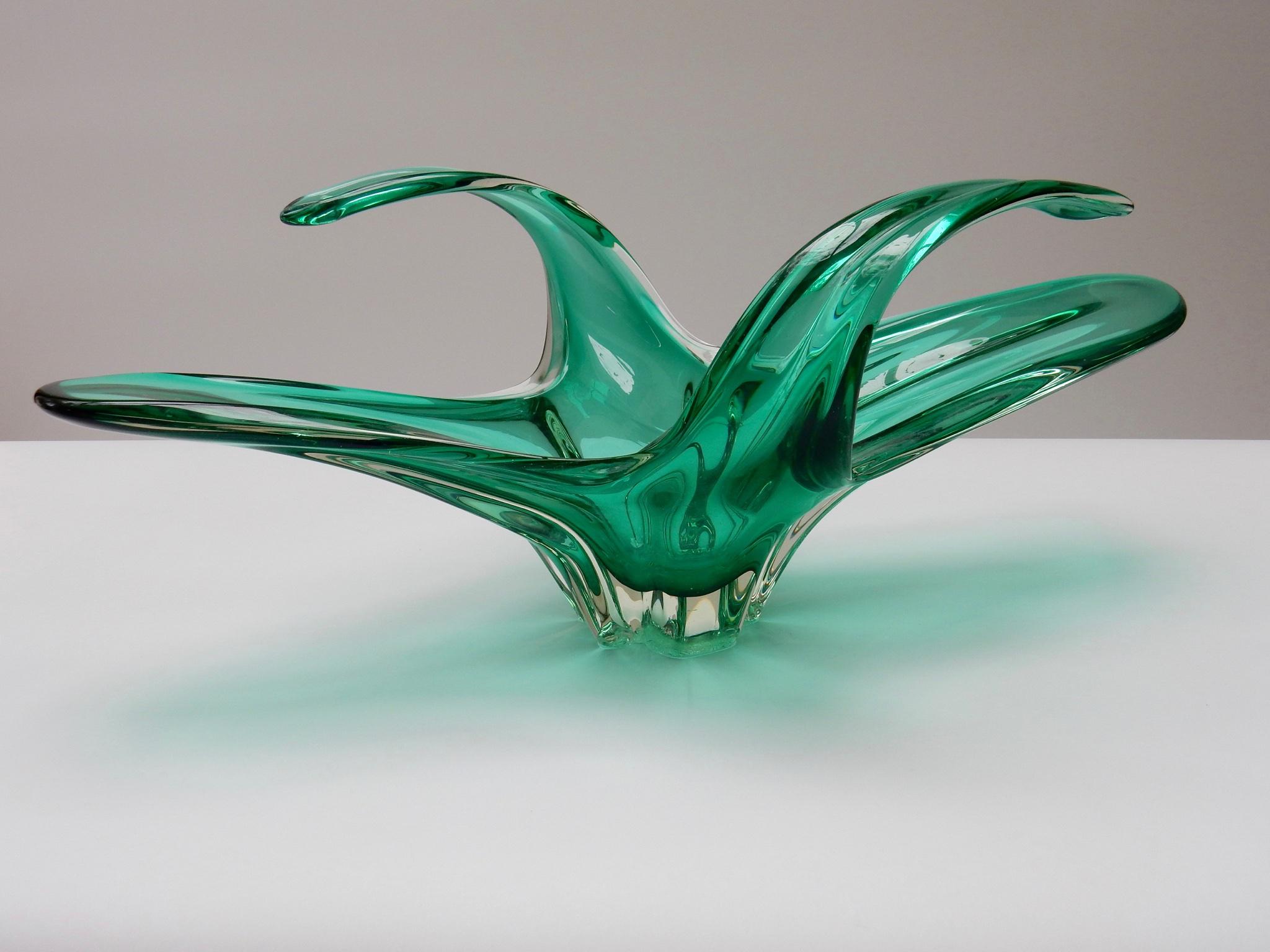 Unique centrepiece in green handblown glass, Belgium 1970s
A unique translucent centrepiece made in Belgium in the 1970s This large scale hand blown glass bowl is of a beautiful green colour. This unique centrepiece is in perfect original condition.