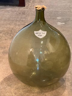 Large Green Glass Demijohn, Labeled Beaune 1781