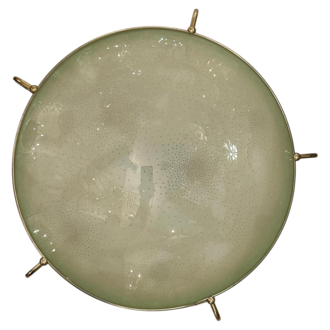 Großes Grünglas Flush Mount im Angebot