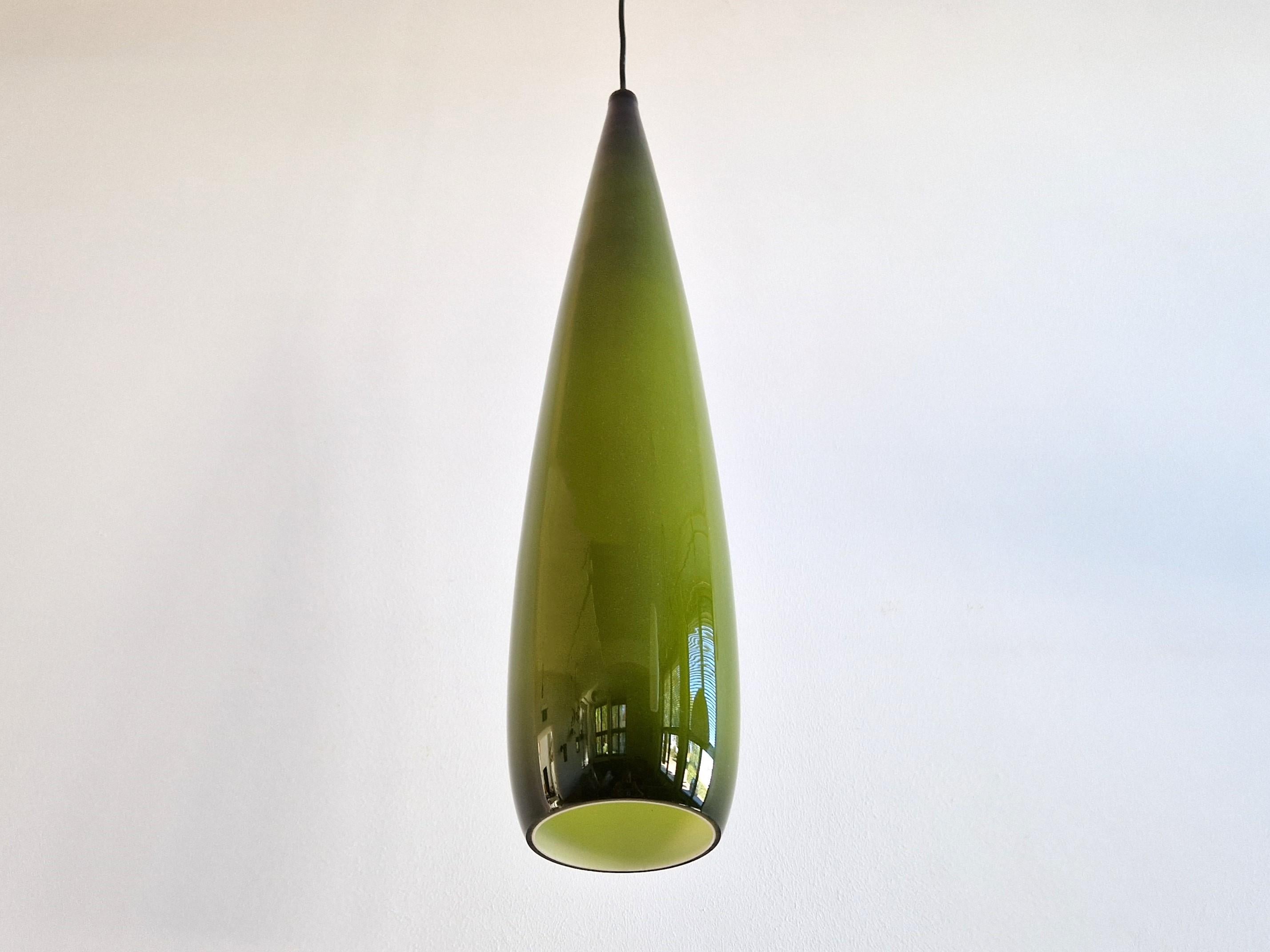 Danish Large green glass pendant lamp for Kastrup Holmegaard, Denmark 1960's/1970's