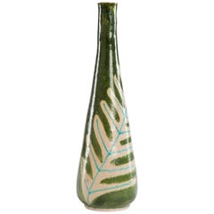 Large Green Glass Vase by Guido Gambone, 1960s