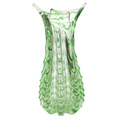 Large Green Glass Vase Murano Dino Martens Style 1960s