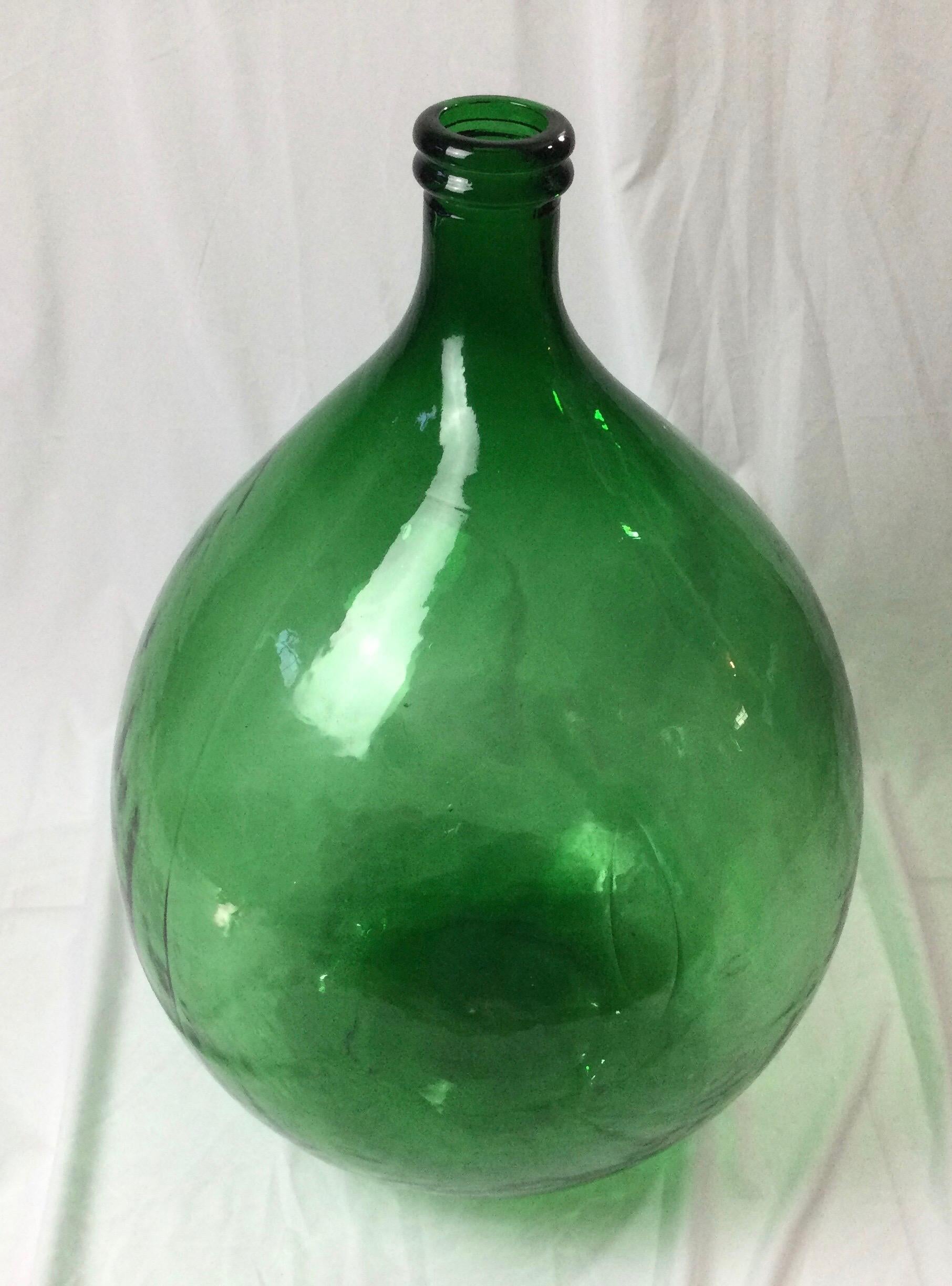 Large Green Glass Wine Demijohn Bottle 2