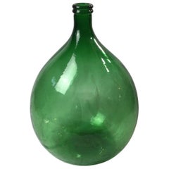 Vintage Large Green Glass Wine Demijohn Bottle