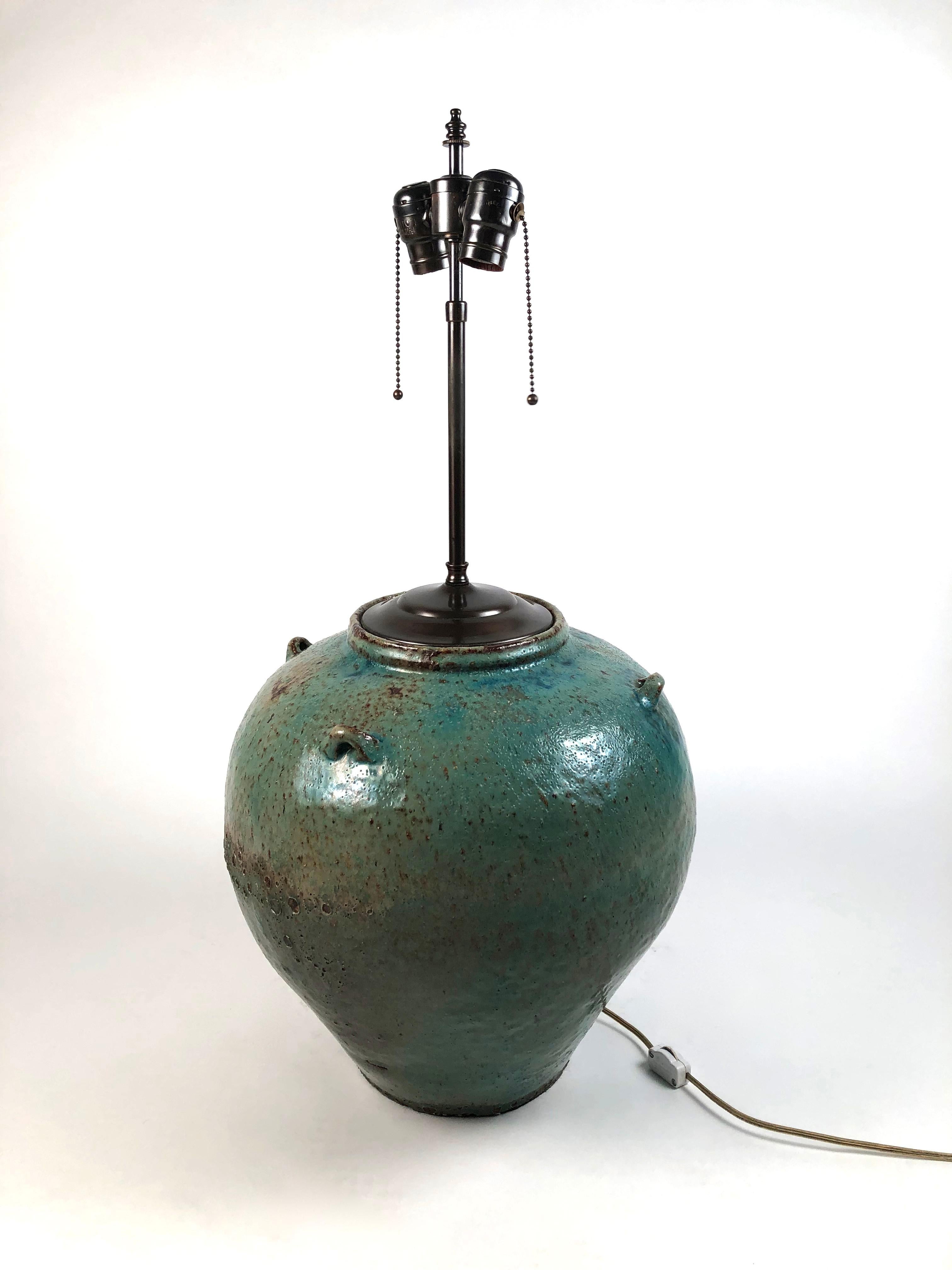 large pottery lamp