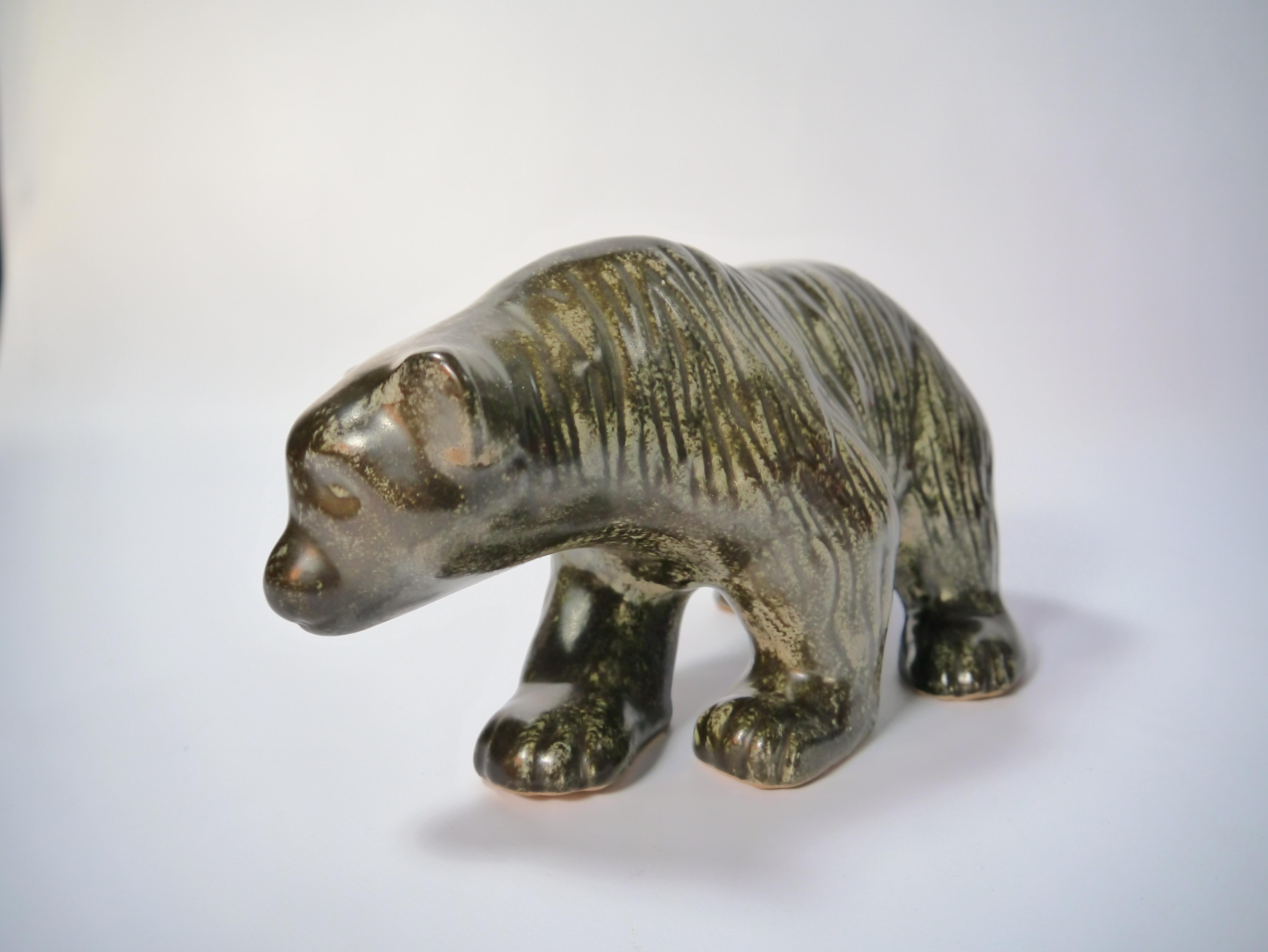 Gran oso de cerámica vidriada verde de Johgus Bornholm, Dinamarca, años 60 Danés en venta