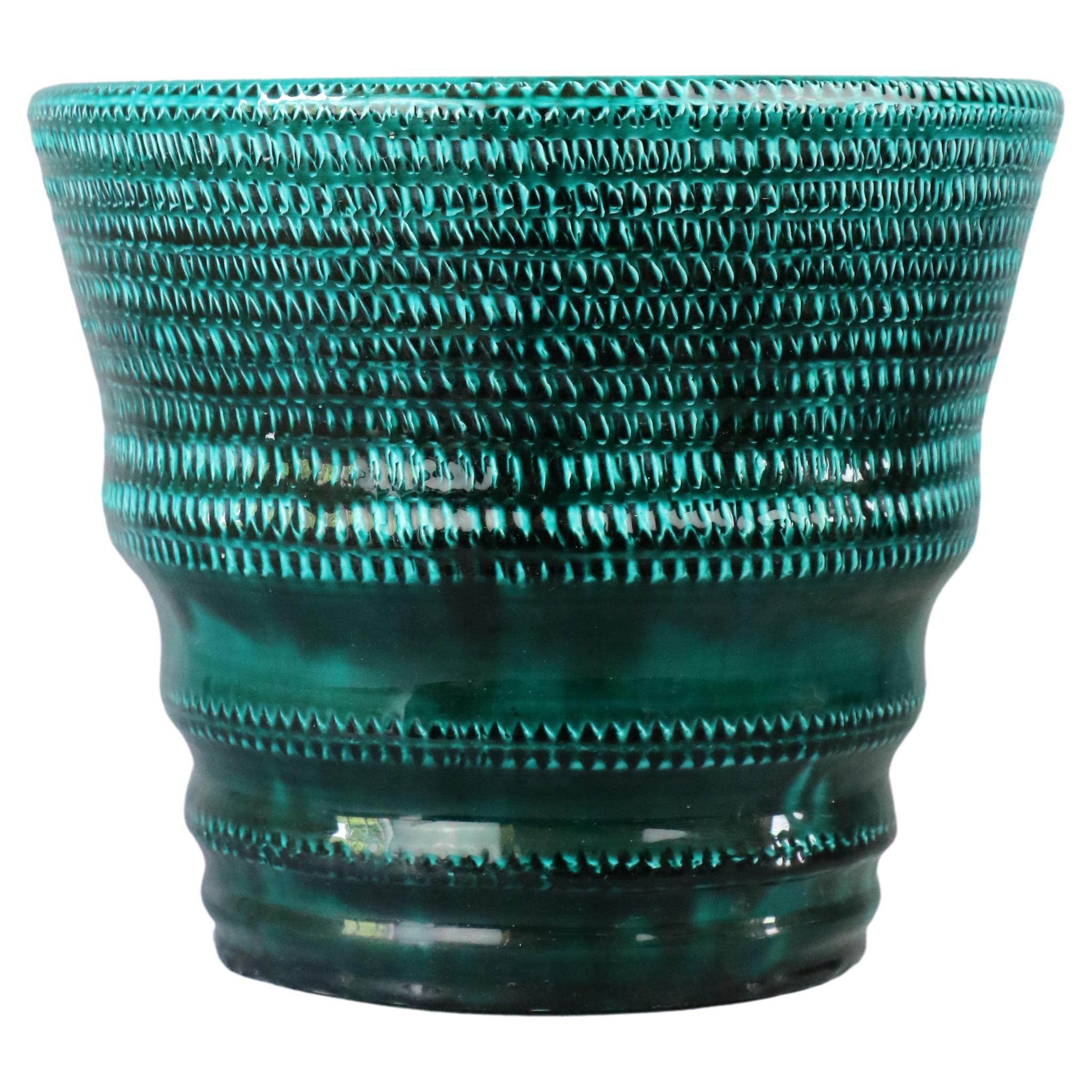 Large green glazed ceramic horn vase by Accolay - 1960 - French ceramics For Sale