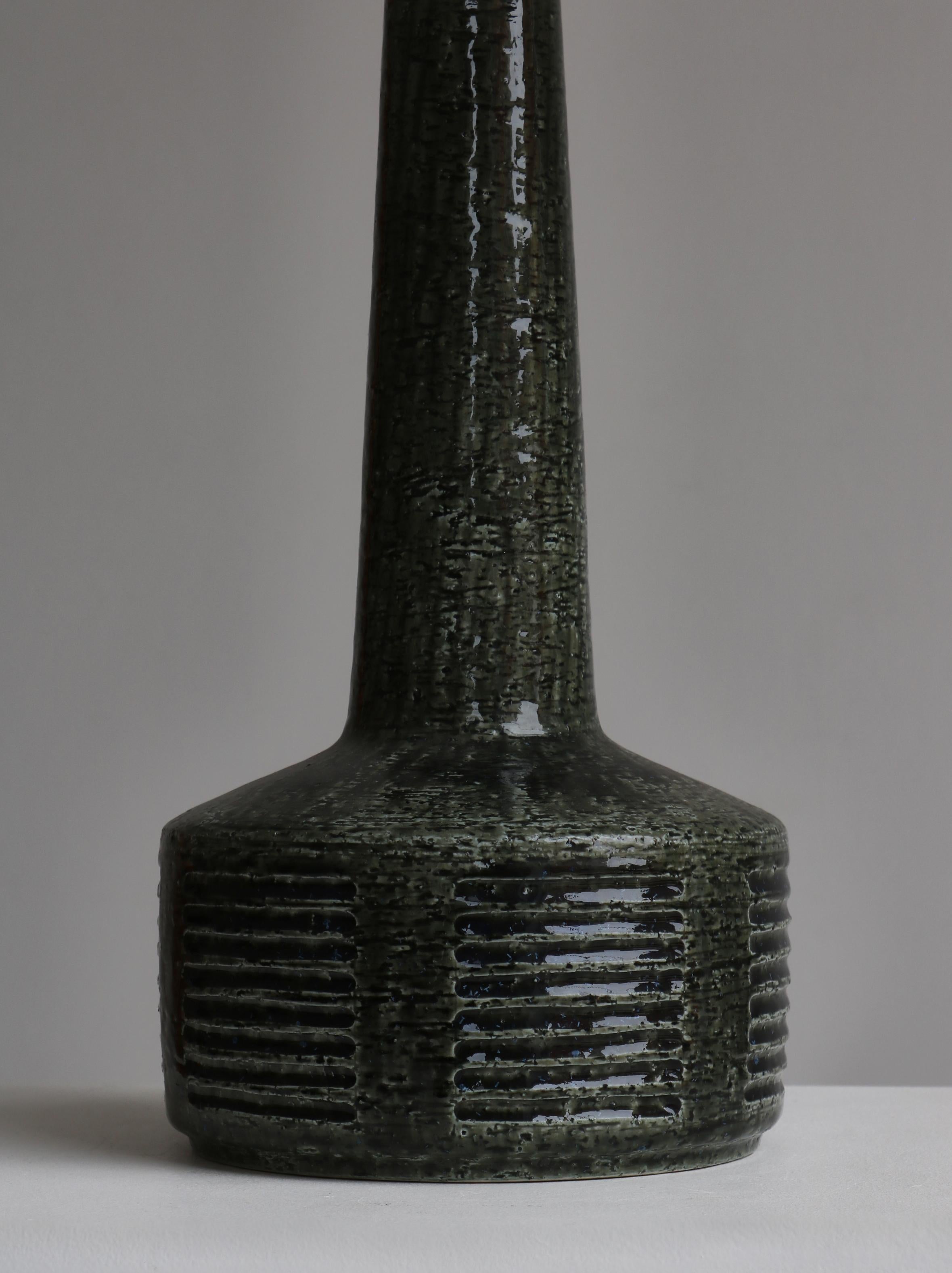 Large Green Blue Glazed Stoneware Table Lamp, Palshus, Denmark, 1960s 2