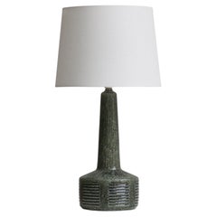 Large Green Blue Glazed Stoneware Table Lamp, Palshus, Denmark, 1960s