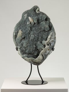 Large Green-Grey Druzy Formation with Calcite Rockets