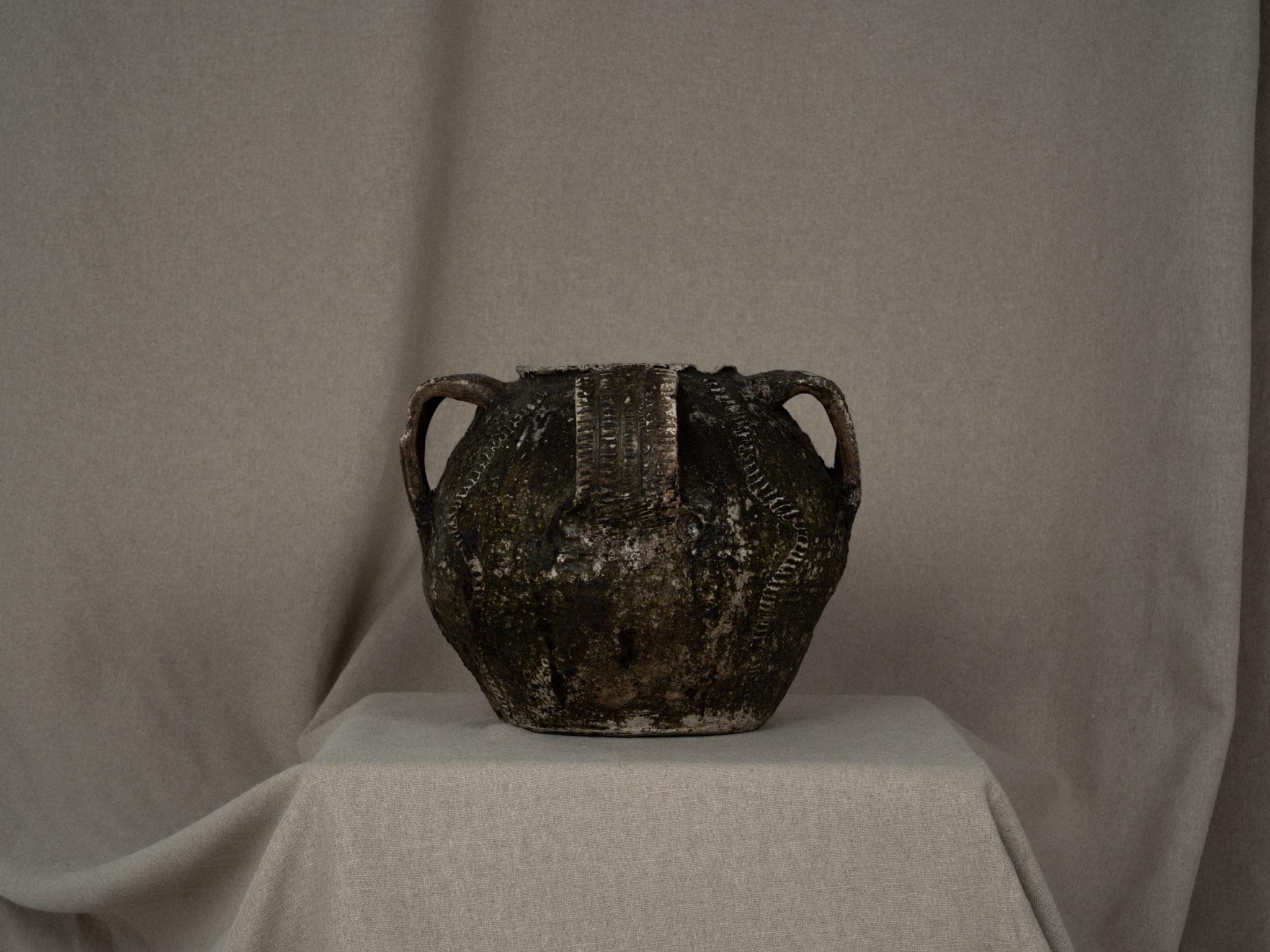 Large green heavily textured vessel For Sale 2