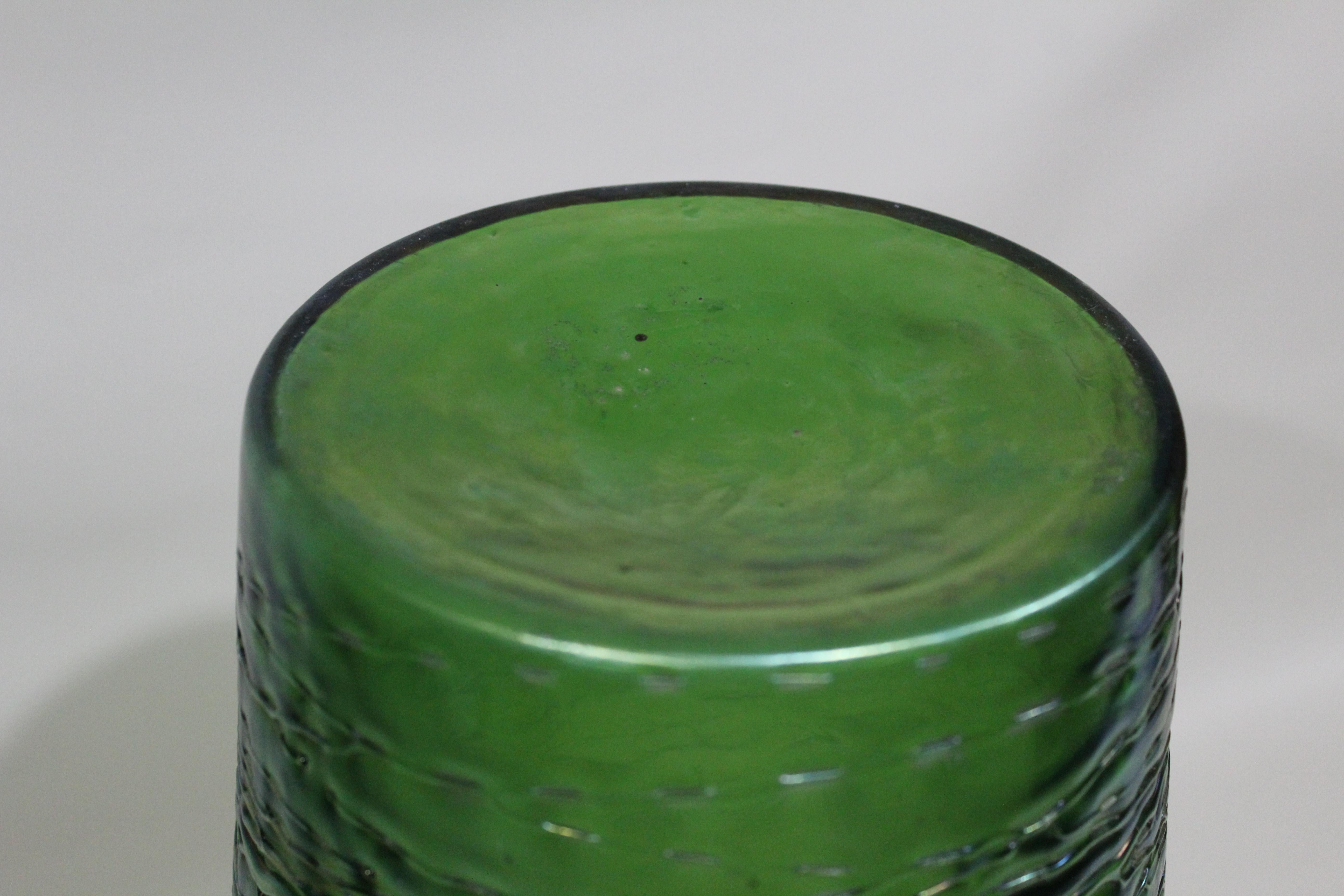 Hand-Crafted Loetz  Large Green Iridescent Threaded Art Glass Vase