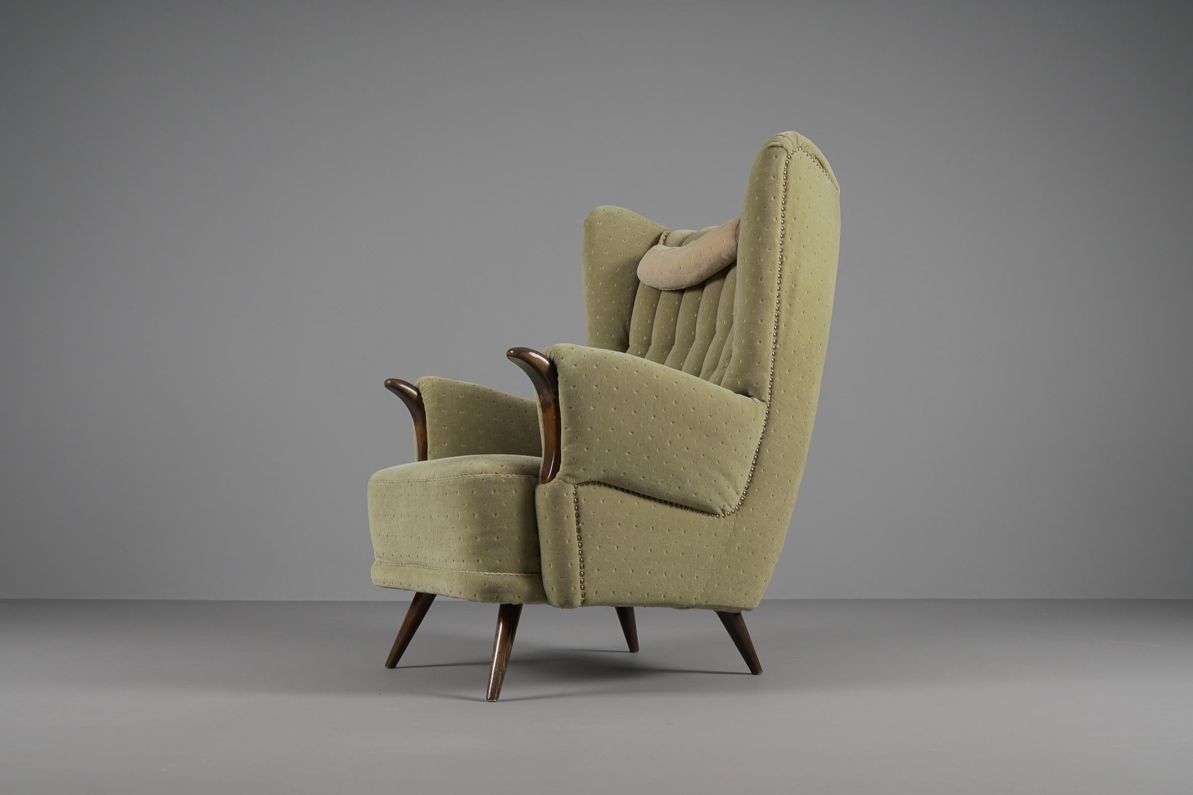 large green armchair
