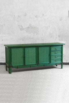 Large green lacquered sideboard, 1980s