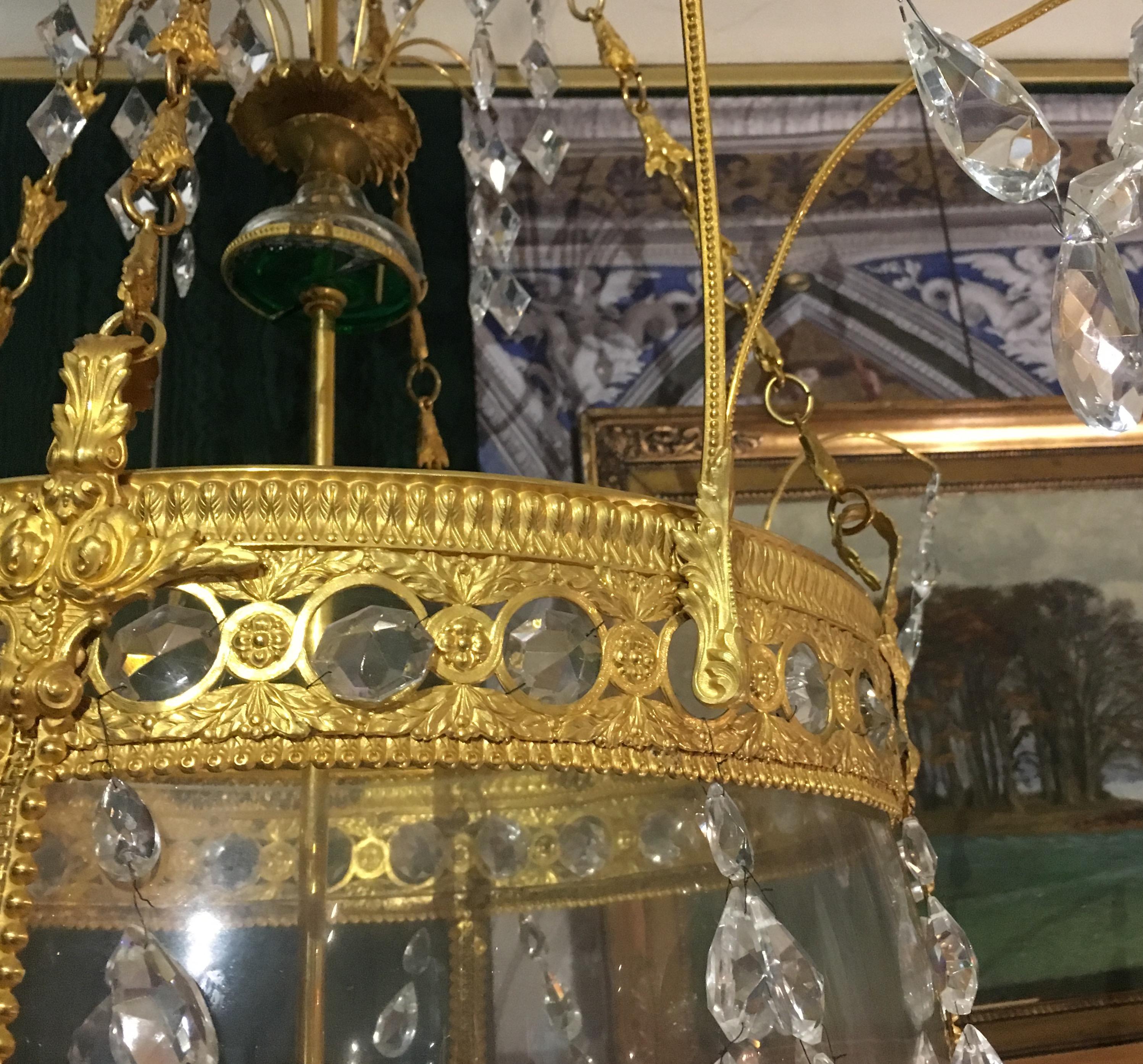 Neoclassical Large Green Lantern, replica from Pavlovsk Palace’s main room  For Sale