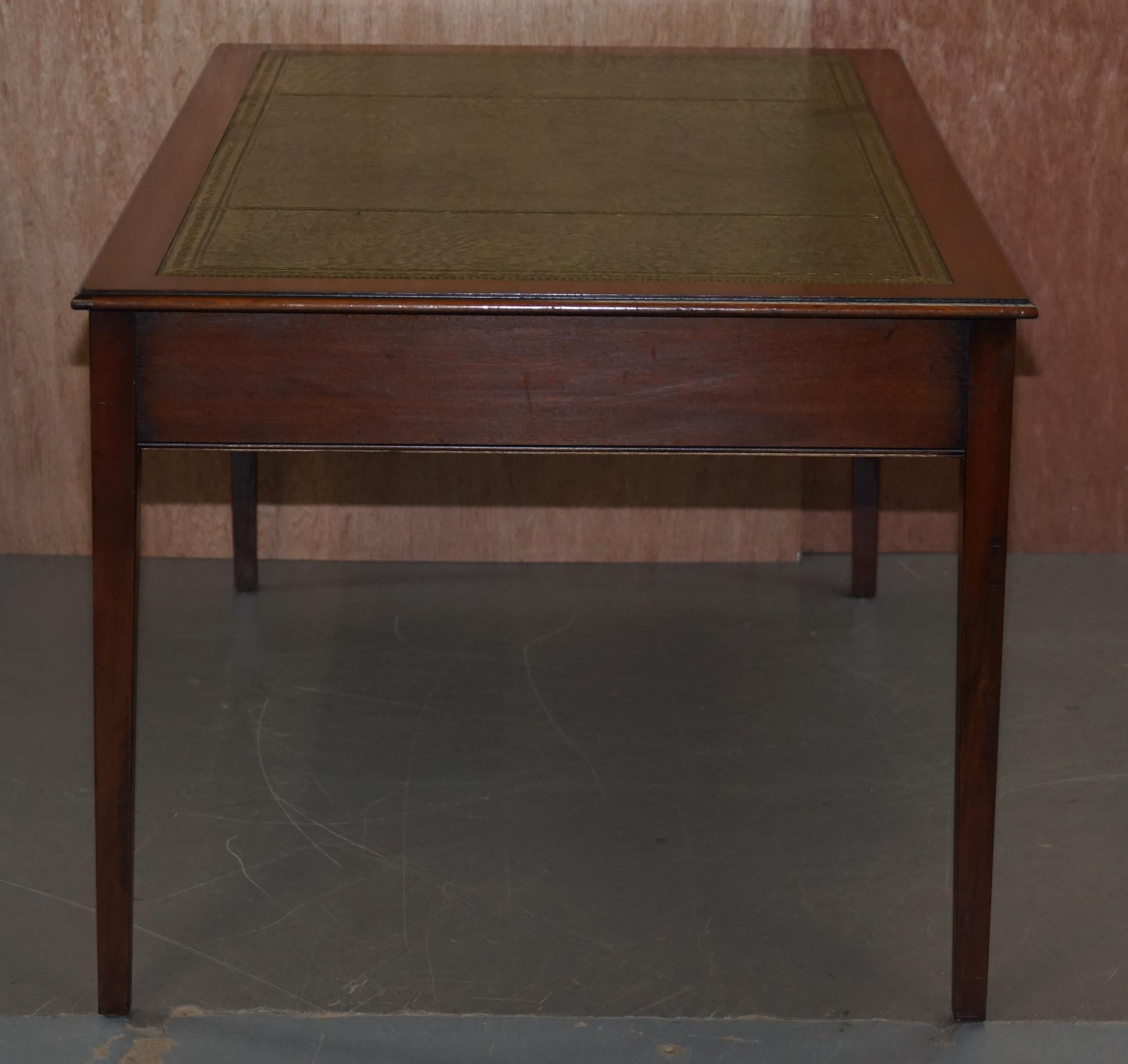 Large Green Leather Top Mahogany Writing Table Desk in the Georgian Manner 5