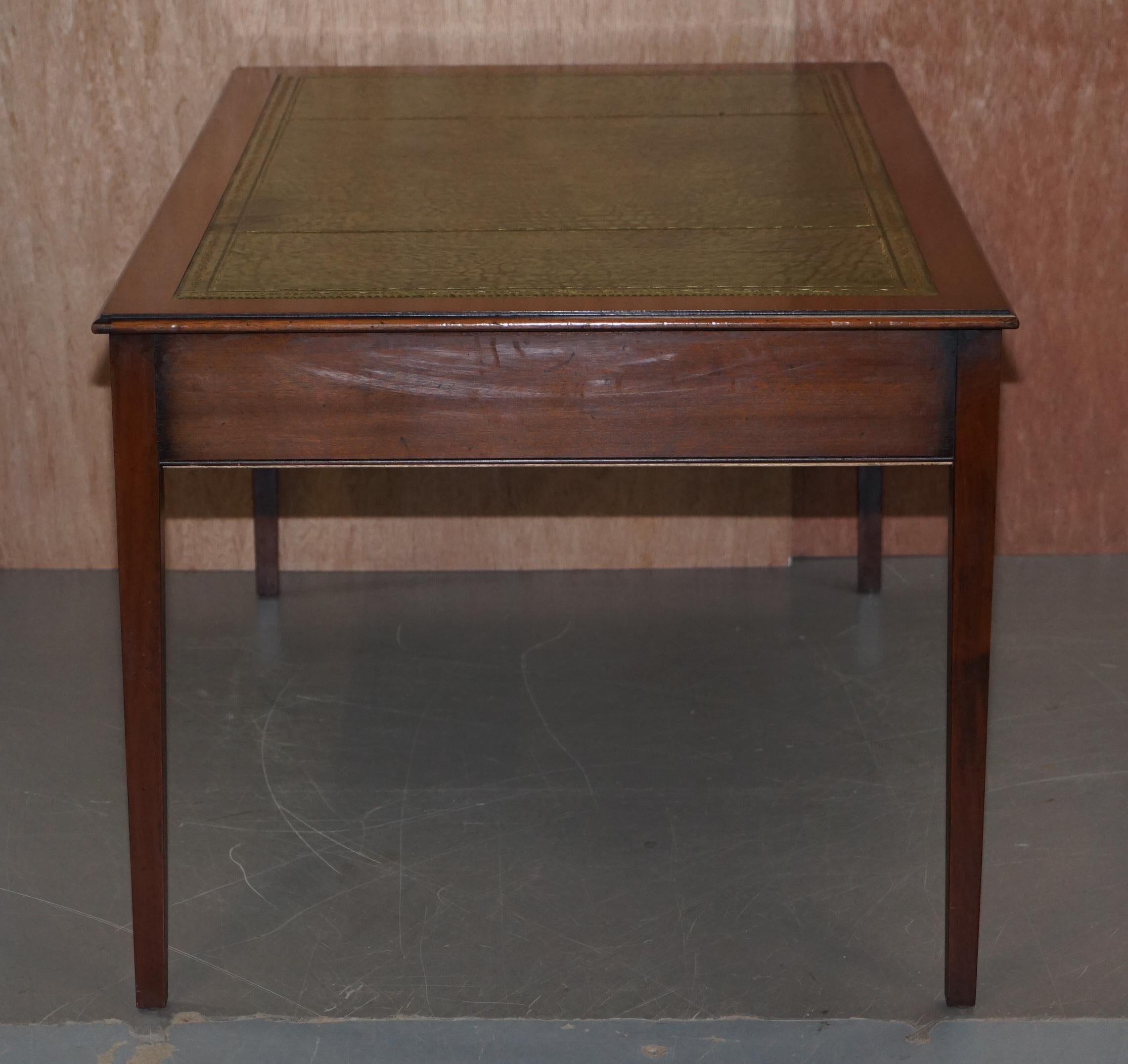 Large Green Leather Top Mahogany Writing Table Desk in the Georgian Manner 8